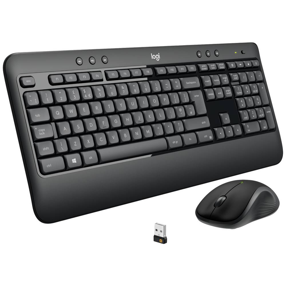 Image of Logitech MK540 Advanced Radio Keyboard and mouse set Gel wrist support mat German QWERTZ Black