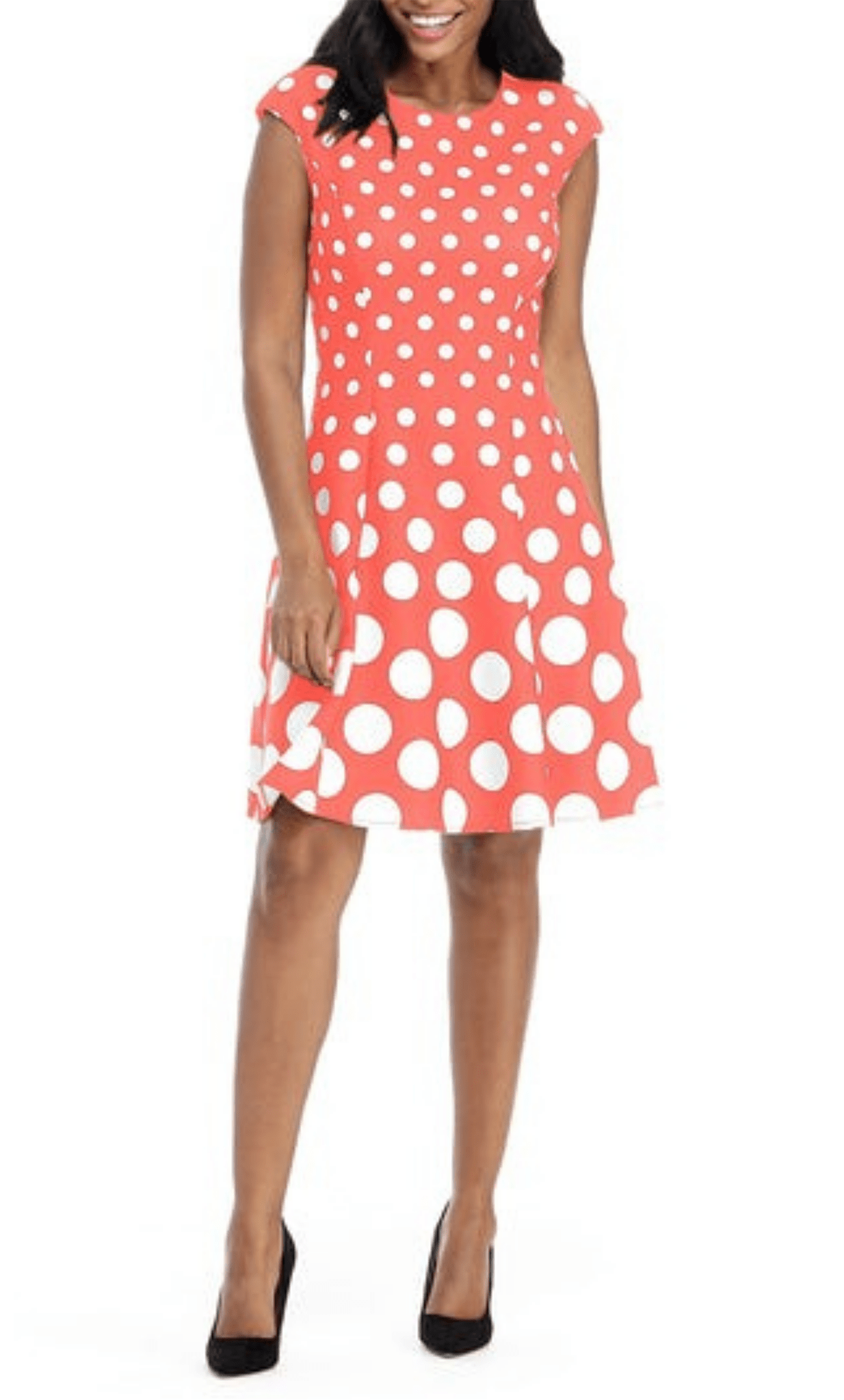 Image of London Times T3791M - Cap Sleeve Polka Dot Short Dress