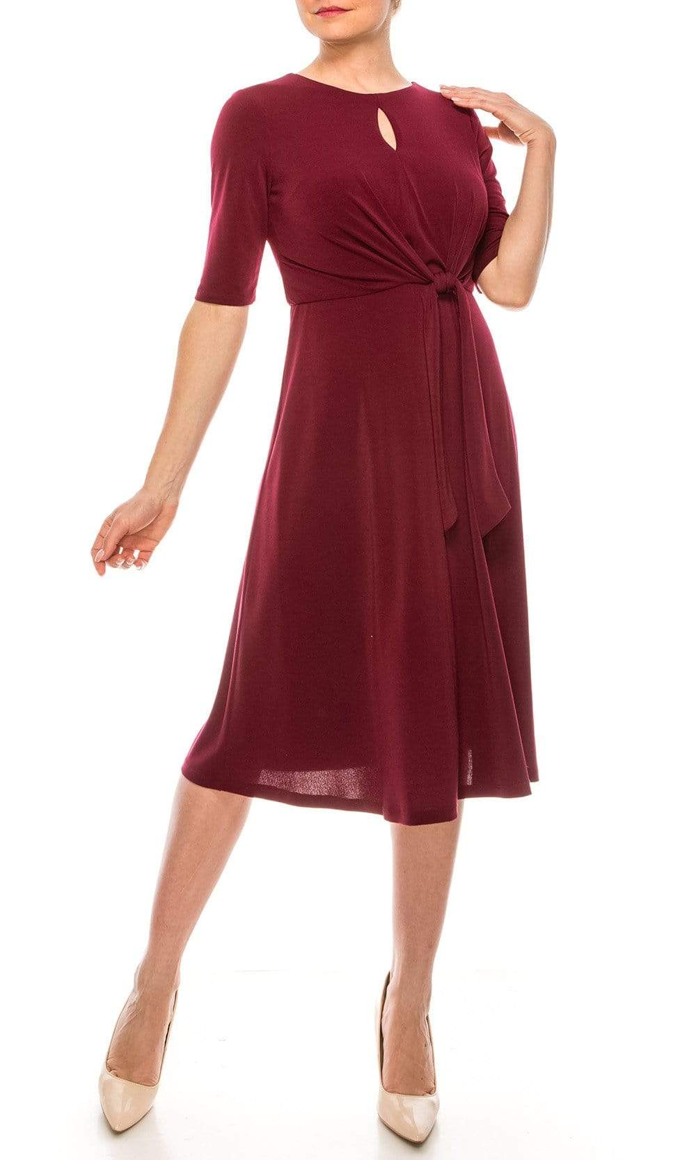 Image of London Times - T4667M Elbow Length Flowy Midi Dress