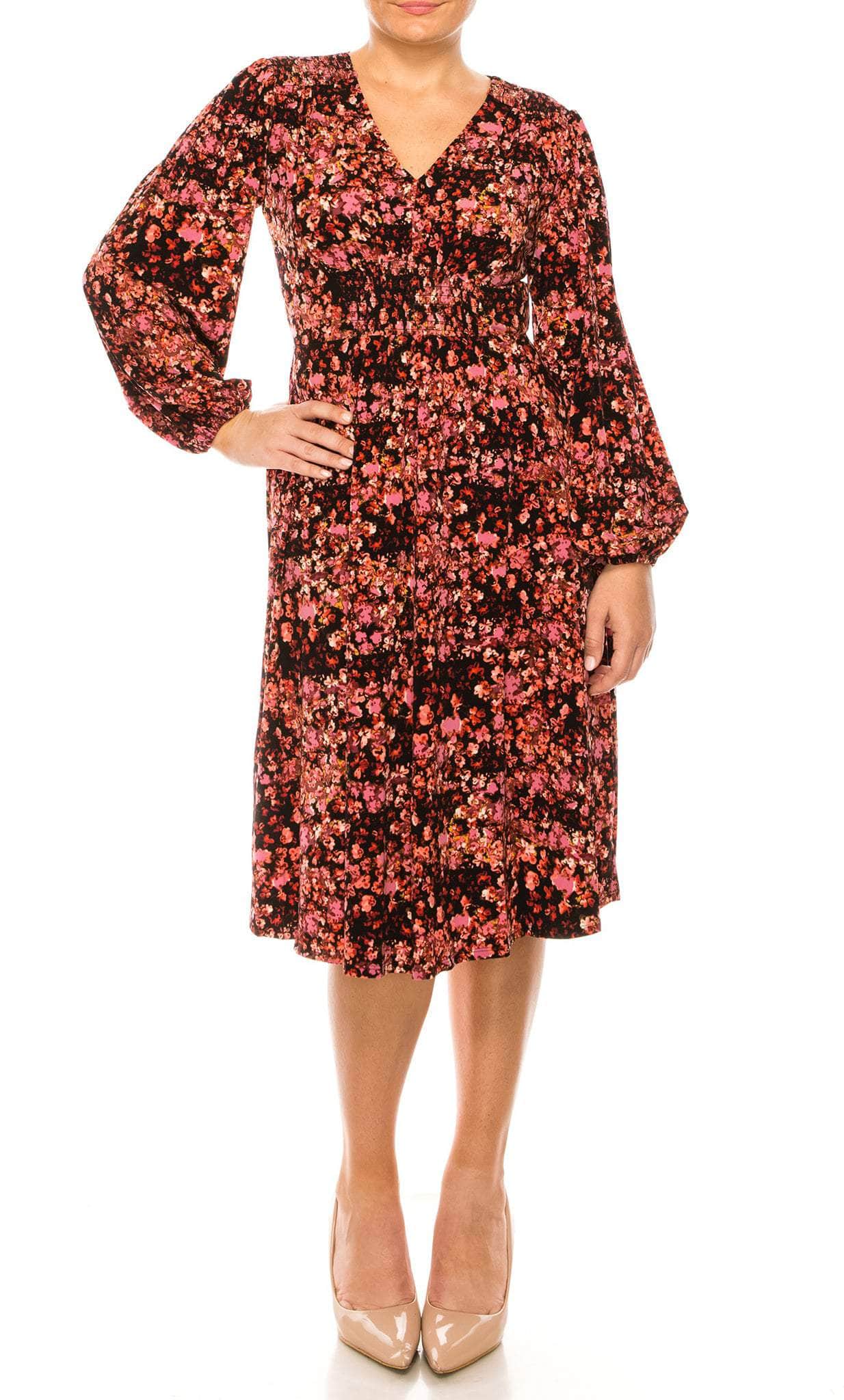 Image of London Times T5953M - Floral Printed Midi Dress
