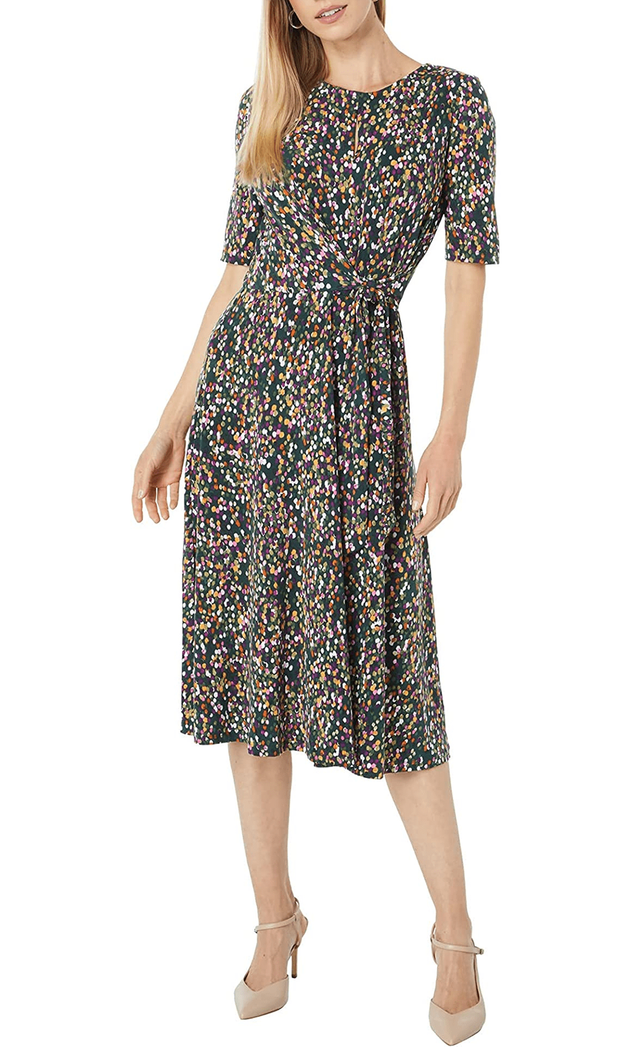 Image of London Times T6041M - Round Neck Printed Dress