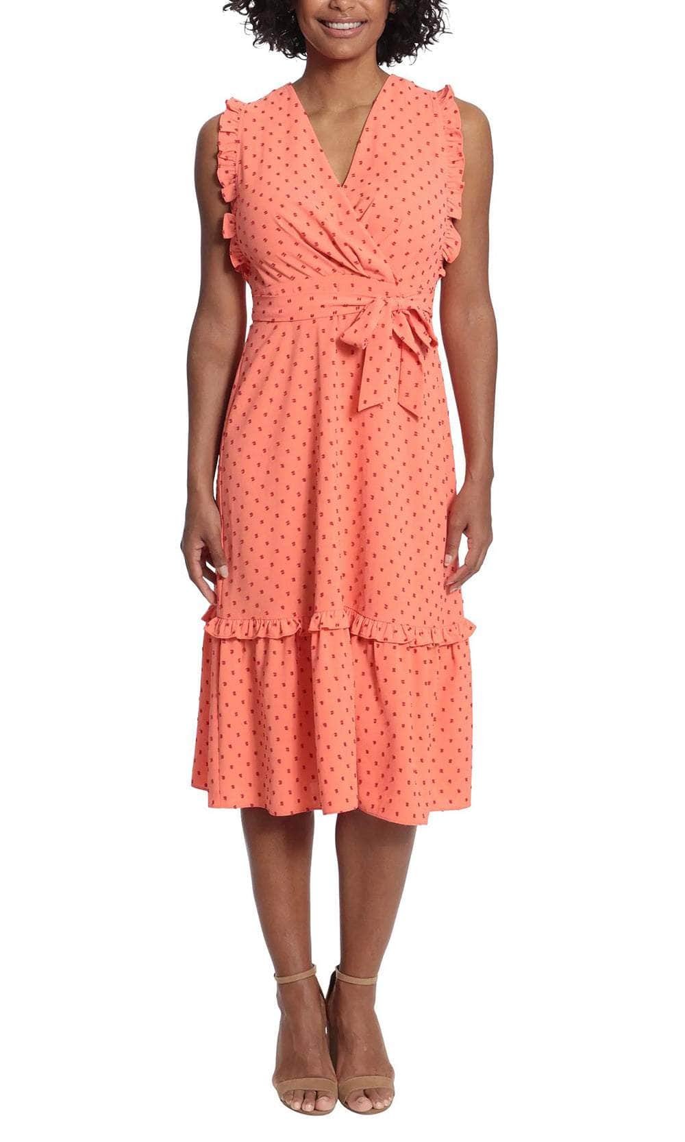 Image of London Times T6128M - Wrap Dot Print Short Dress