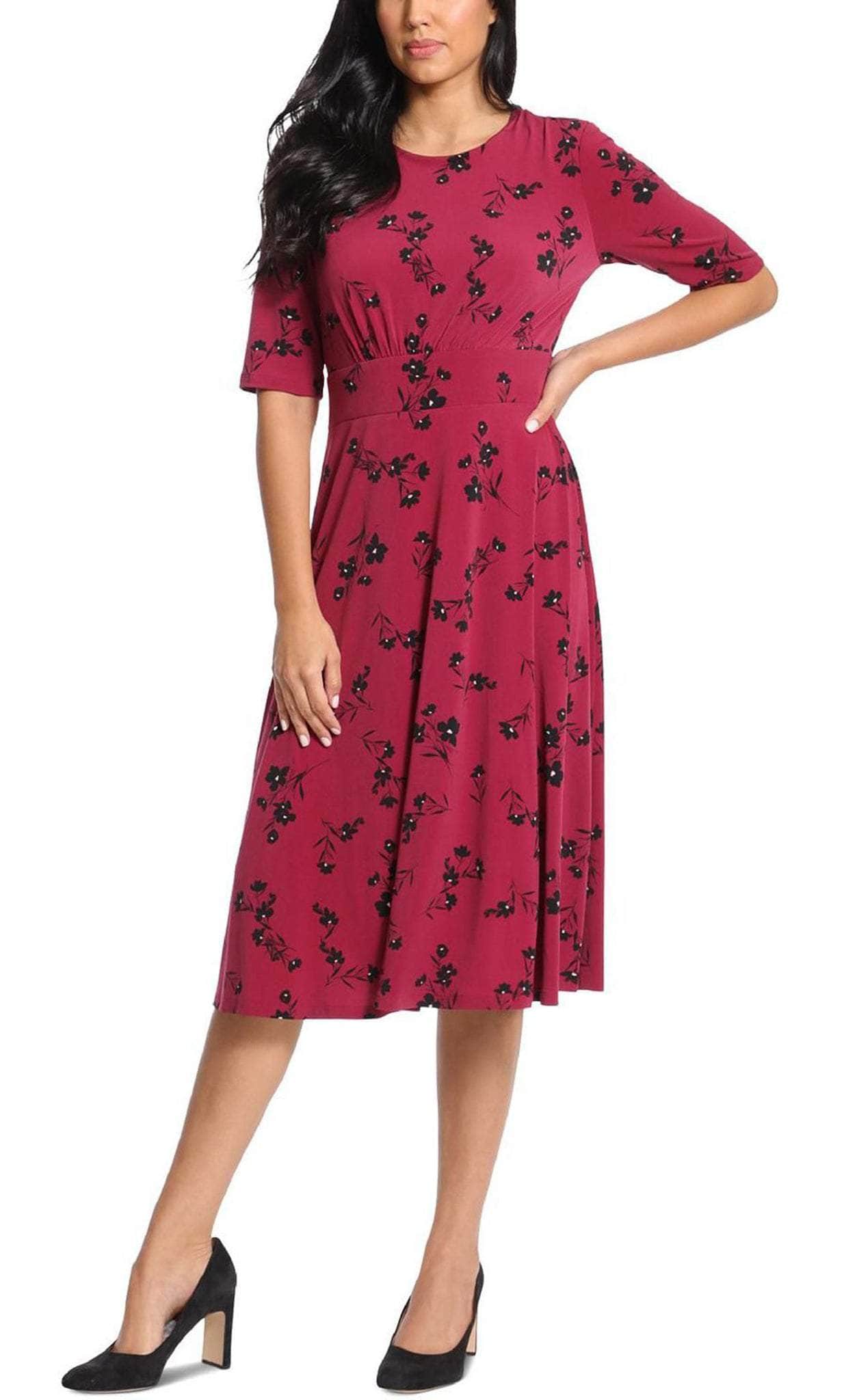 Image of London Times T6201M - Floral Midi Casual Dress