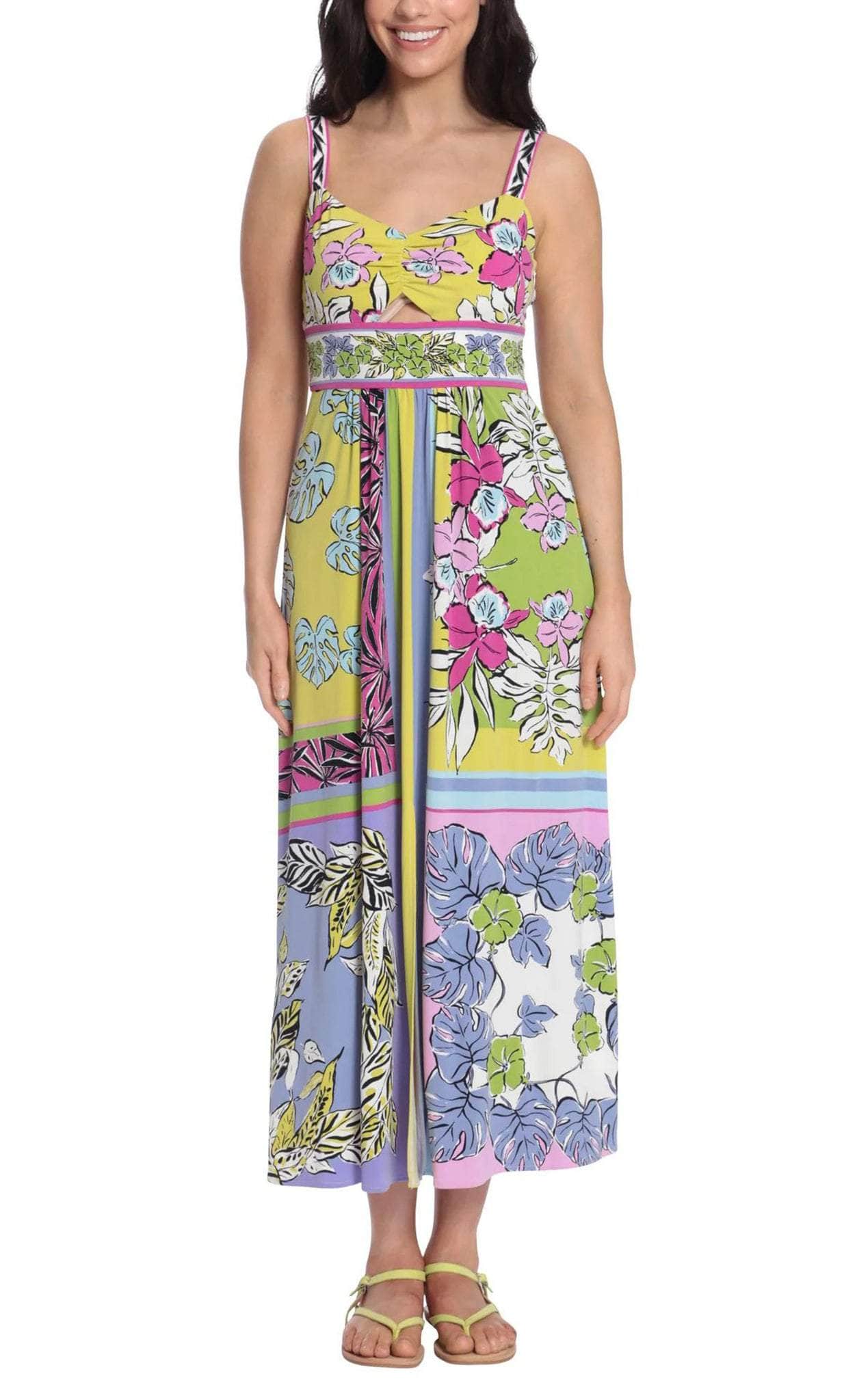 Image of London Times T6208M - Floral Sleeveless Long Dress