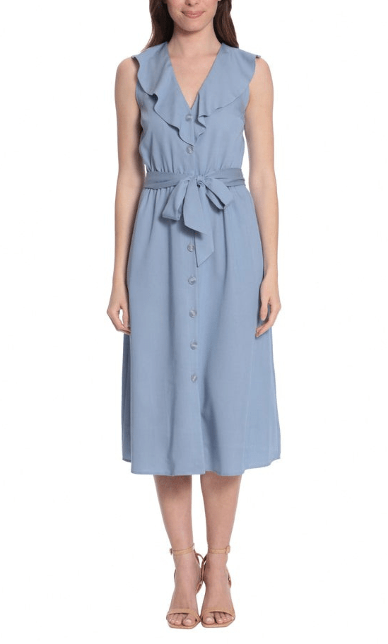 Image of London Times T6218M - Casual Collared Midi Dress