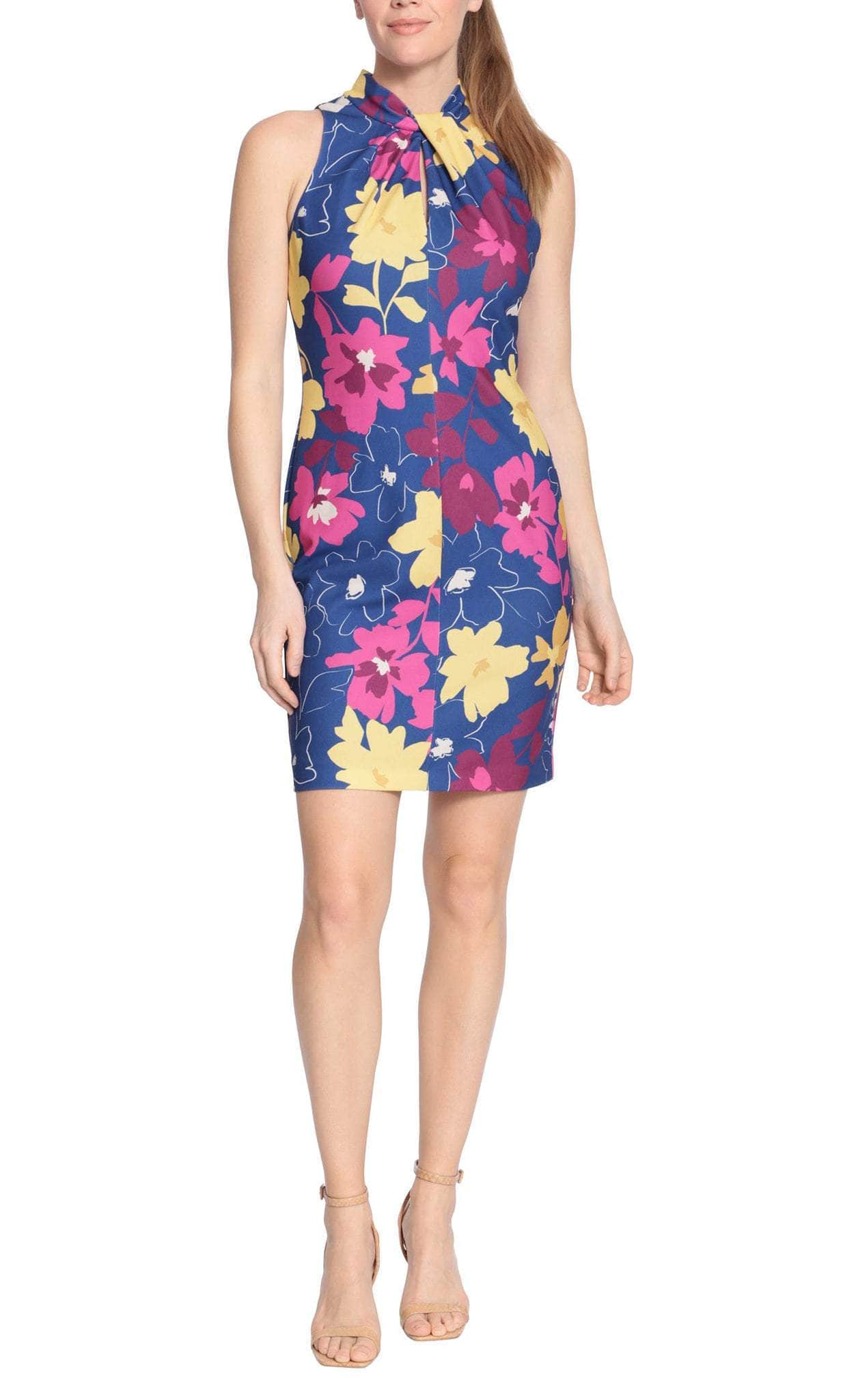 Image of London Times T6321M - Halter Floral Printed Cocktail Dress