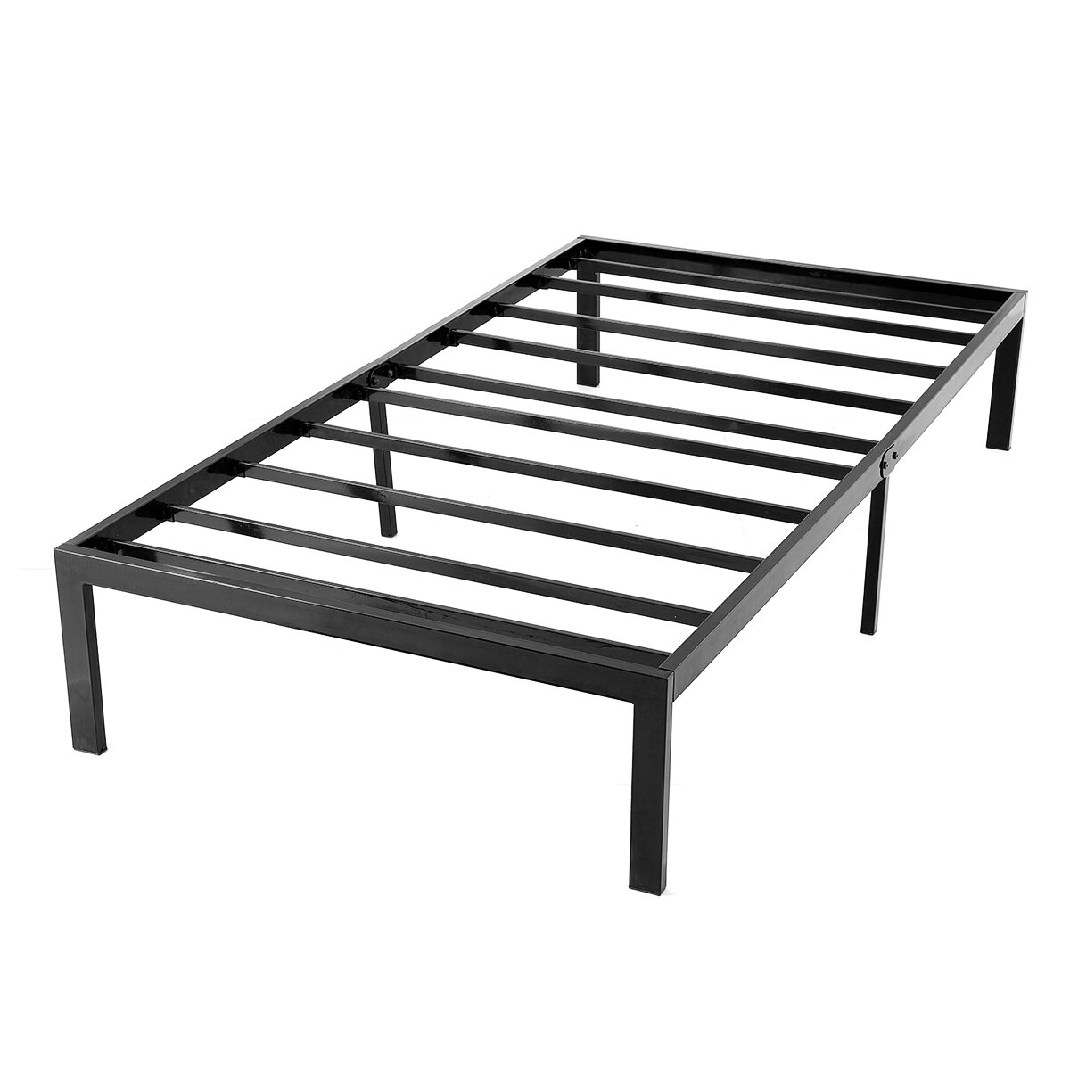 Image of Lusimo Twin Size 14 Inch Bed Frame Heavy Duty Steel Slat Anti-slip Support Easy Assembly Maximum Storage Noise Free