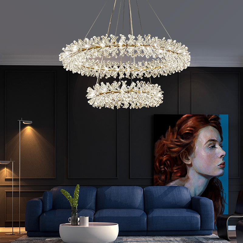 Image of Luxury Crystal Lamp Nordic Living Room Lighting Postmodern led Pendant Light Dining Room Hanging Lamps Decorative Fixtures