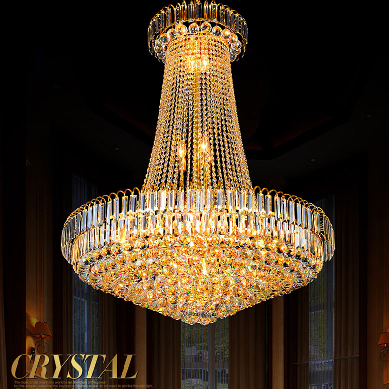 Image of Luxury European Style Gold Crystal Chandelier Staircase lamp Living Room Restaurant Chandeliers Hotel VillaDuplex Building