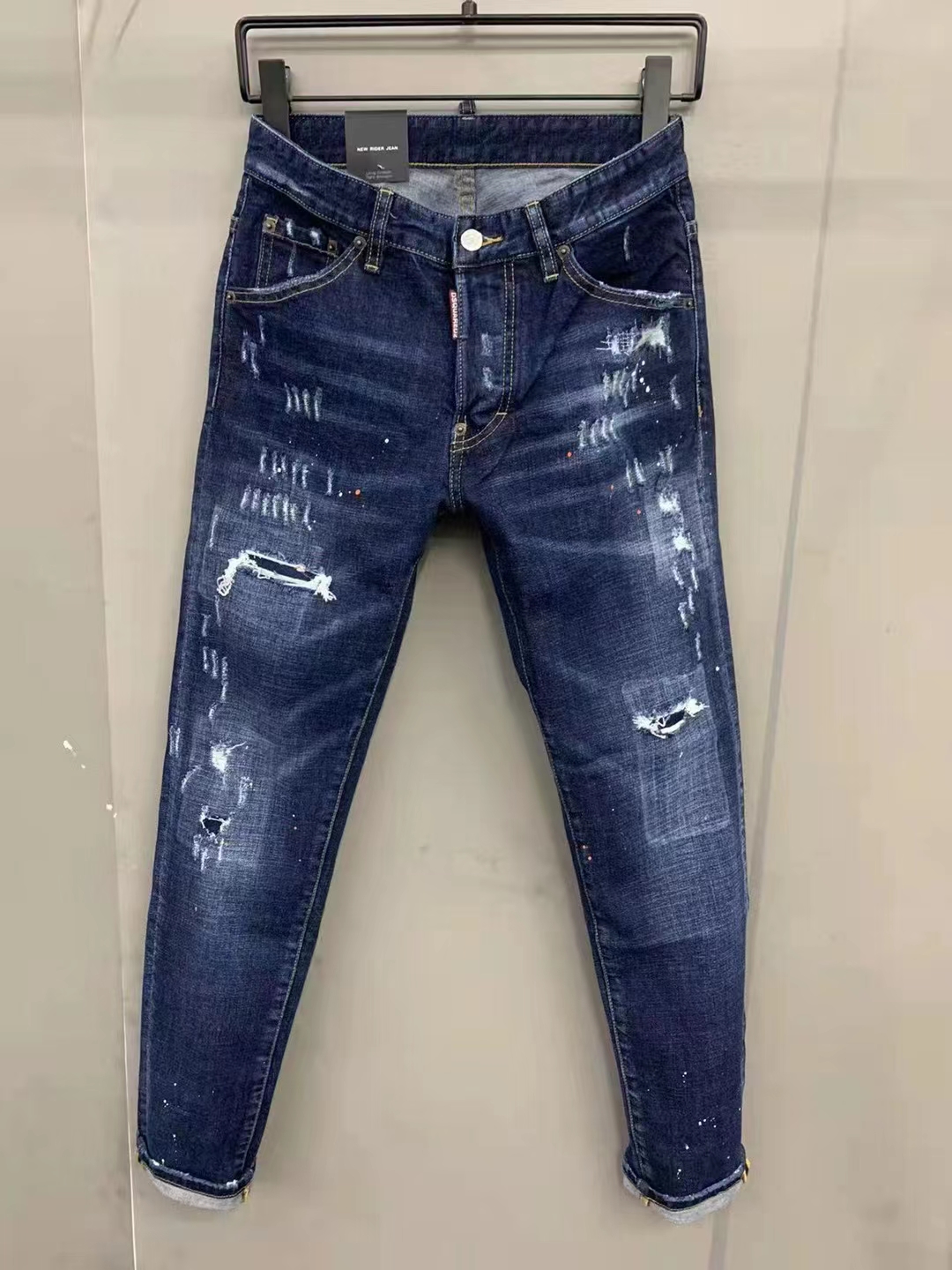 Image of Luxury brand Men Designer Jeans Retro Hip Hop Biker MenJeans High Quality Comfortable casual Pants Blue Size 28-38