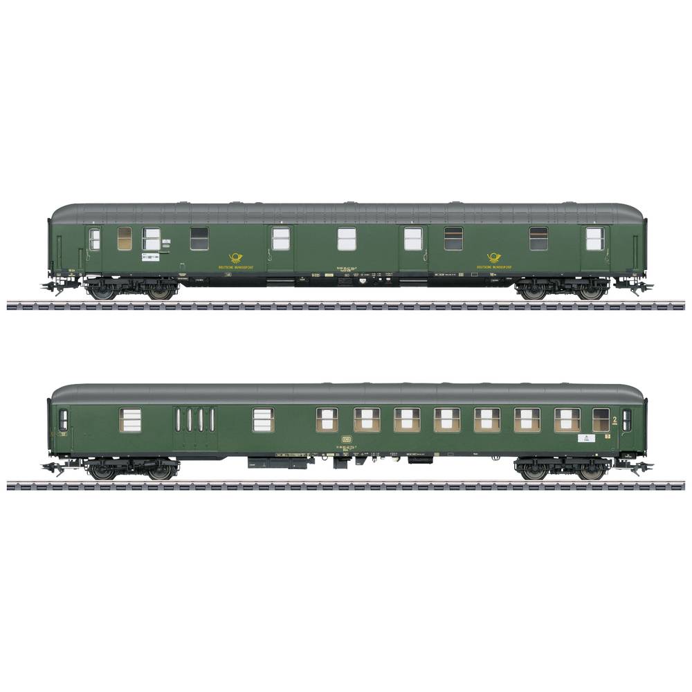 Image of MÃ¤rklin 42850 H0 273 2-pc set Postal wagon mr-a und BDÃ¼ms 2nd class of DB