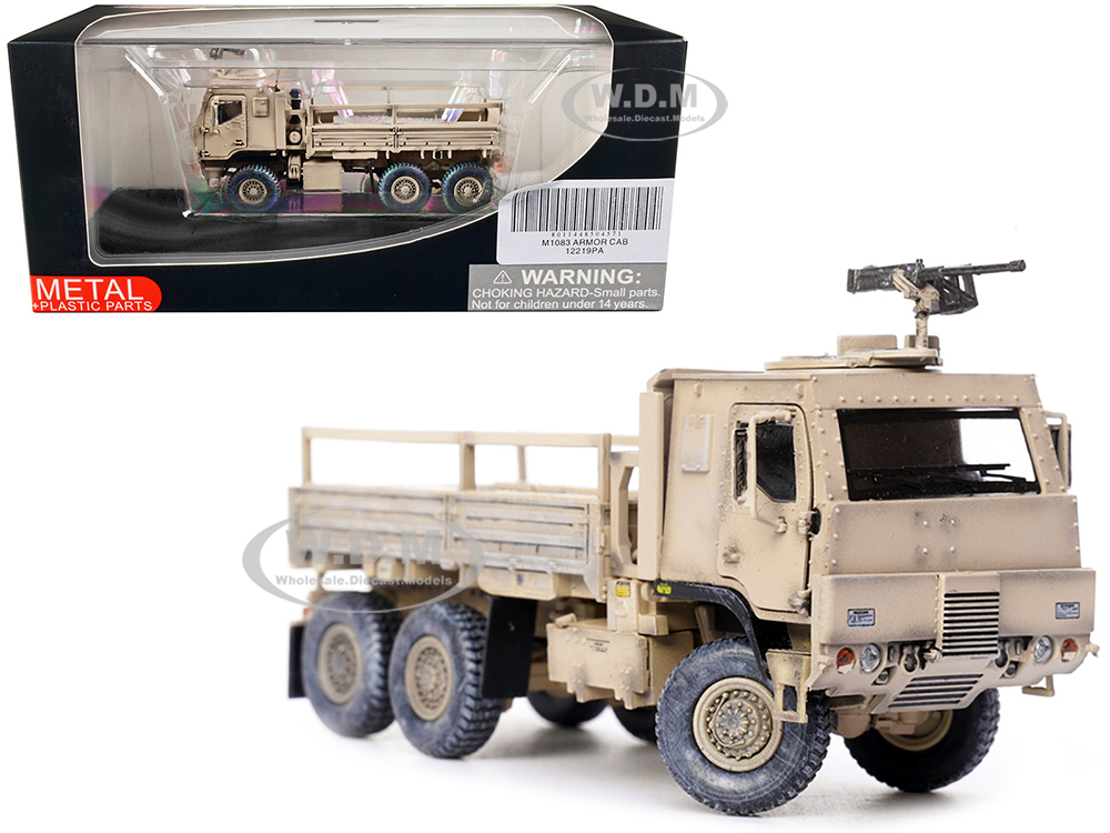 Image of M1083 MTV (Medium Tactical Vehicle) Armored Cab Cargo Truck with Turret Desert Camouflage "US Army" "Armor Premium" Series 1/72 Diecast Model by Panz