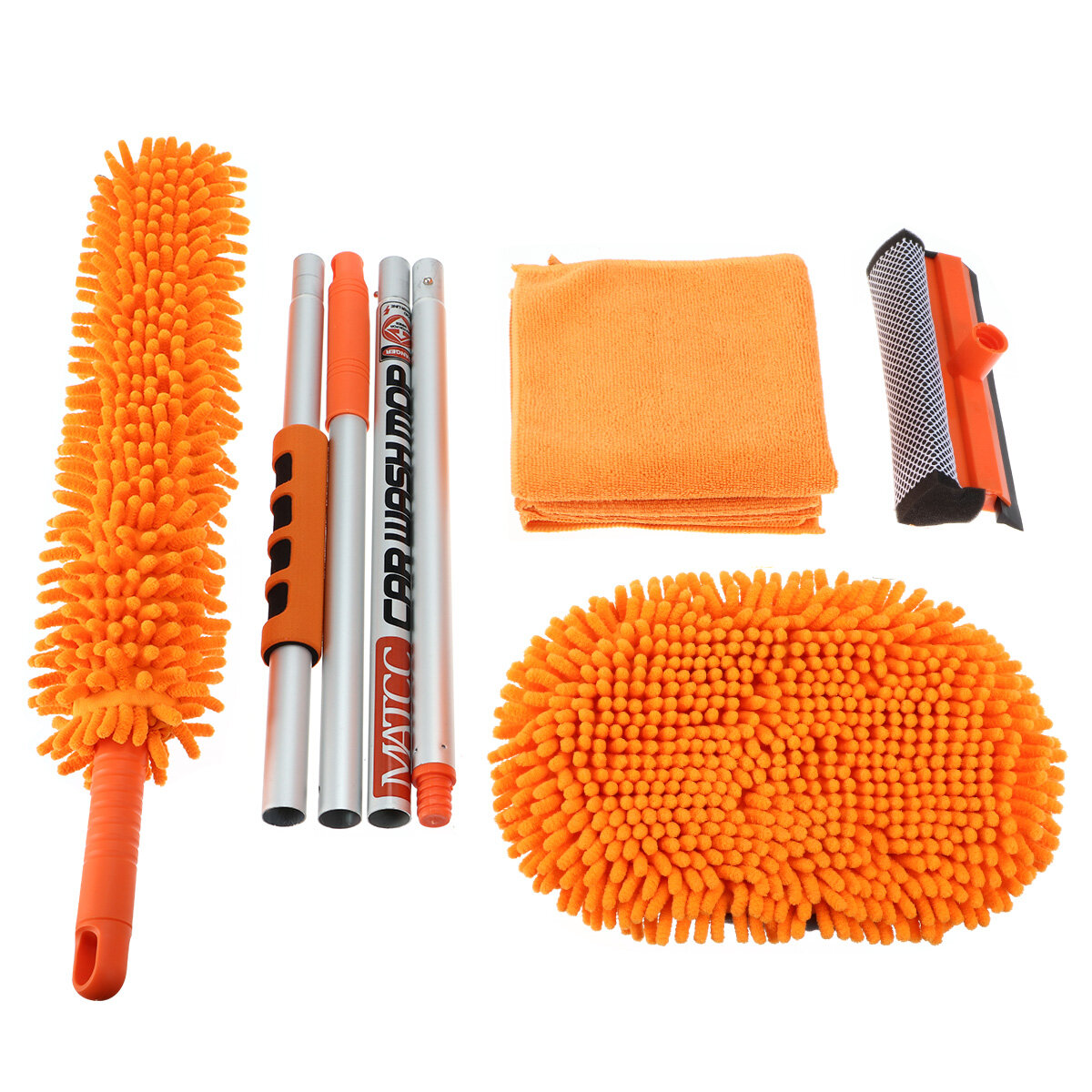 Image of MATCC 62'' 180°Rotation Adjustable Car Wash Mop Brush Kit Long Handle Vehicle Cleaning Tools