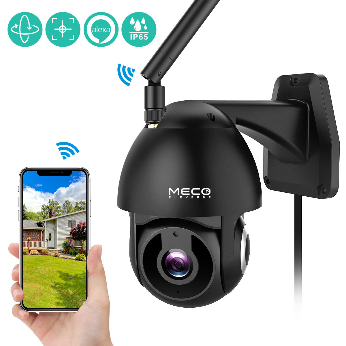 Image of MECO 1080P Pan/Tilt/8X Zoom Security Camera Two Way Audio AI Humanoid Detection Cloud Storage Waterproof WiFi IP Camera