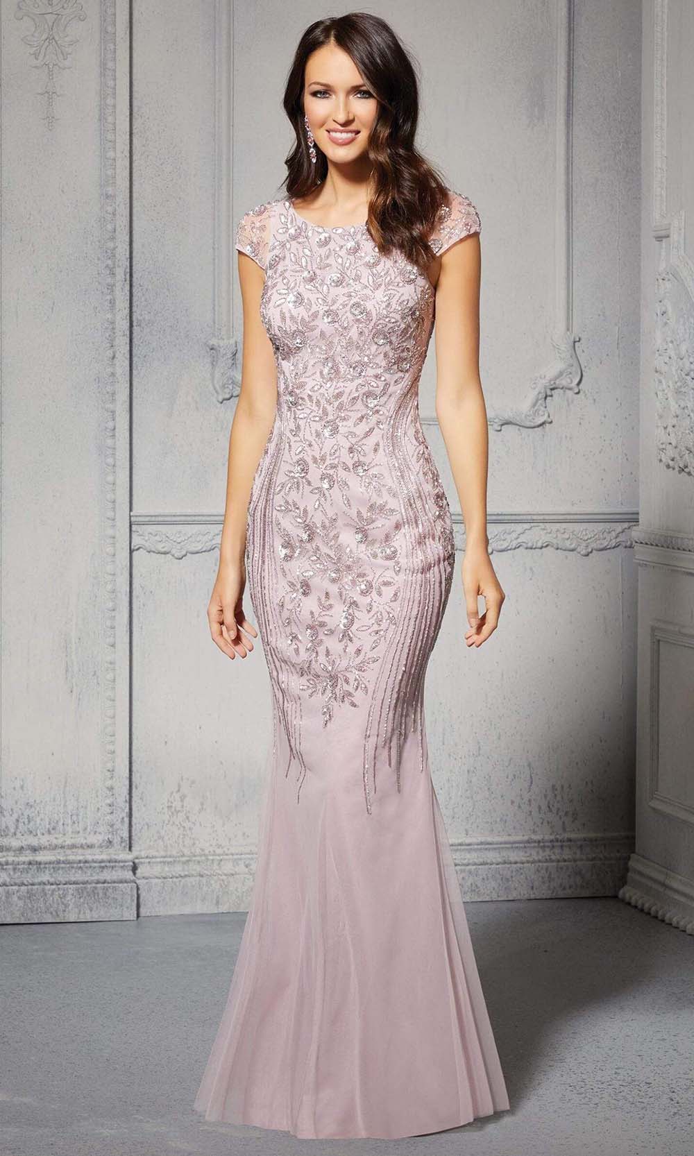 Image of MGNY By Mori Lee - 72405 Floral Beaded Trumpet Full Dress