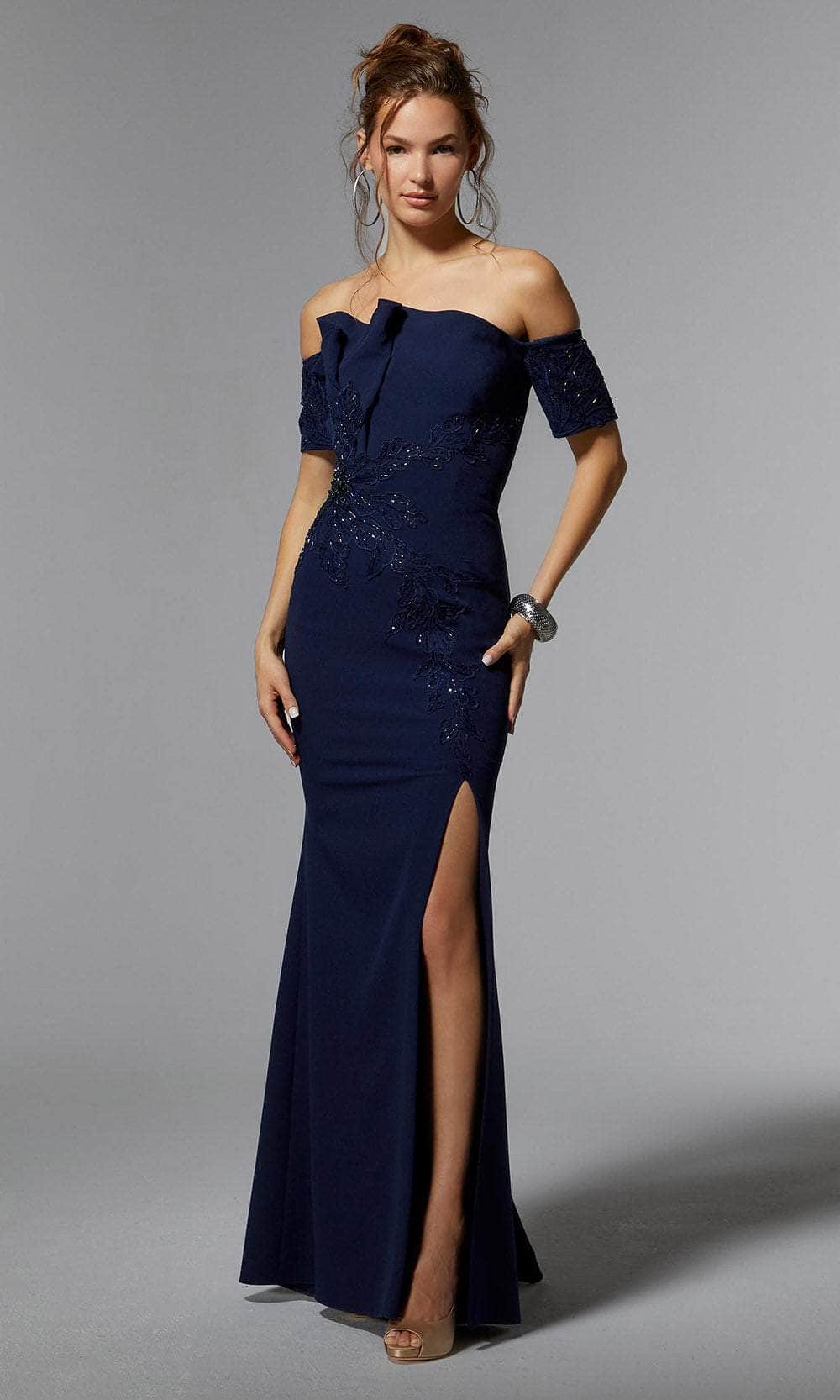 Image of MGNY By Mori Lee 72919 - Pleated Off Shoulder Evening Dress