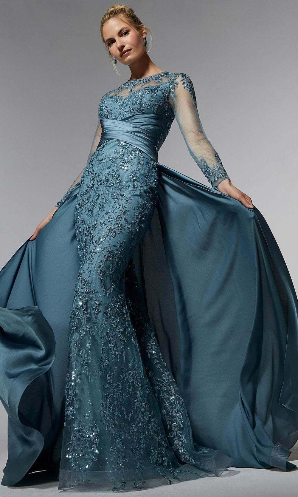 Image of MGNY By Mori Lee 72937 - Embroidered Overskirt Evening Dress