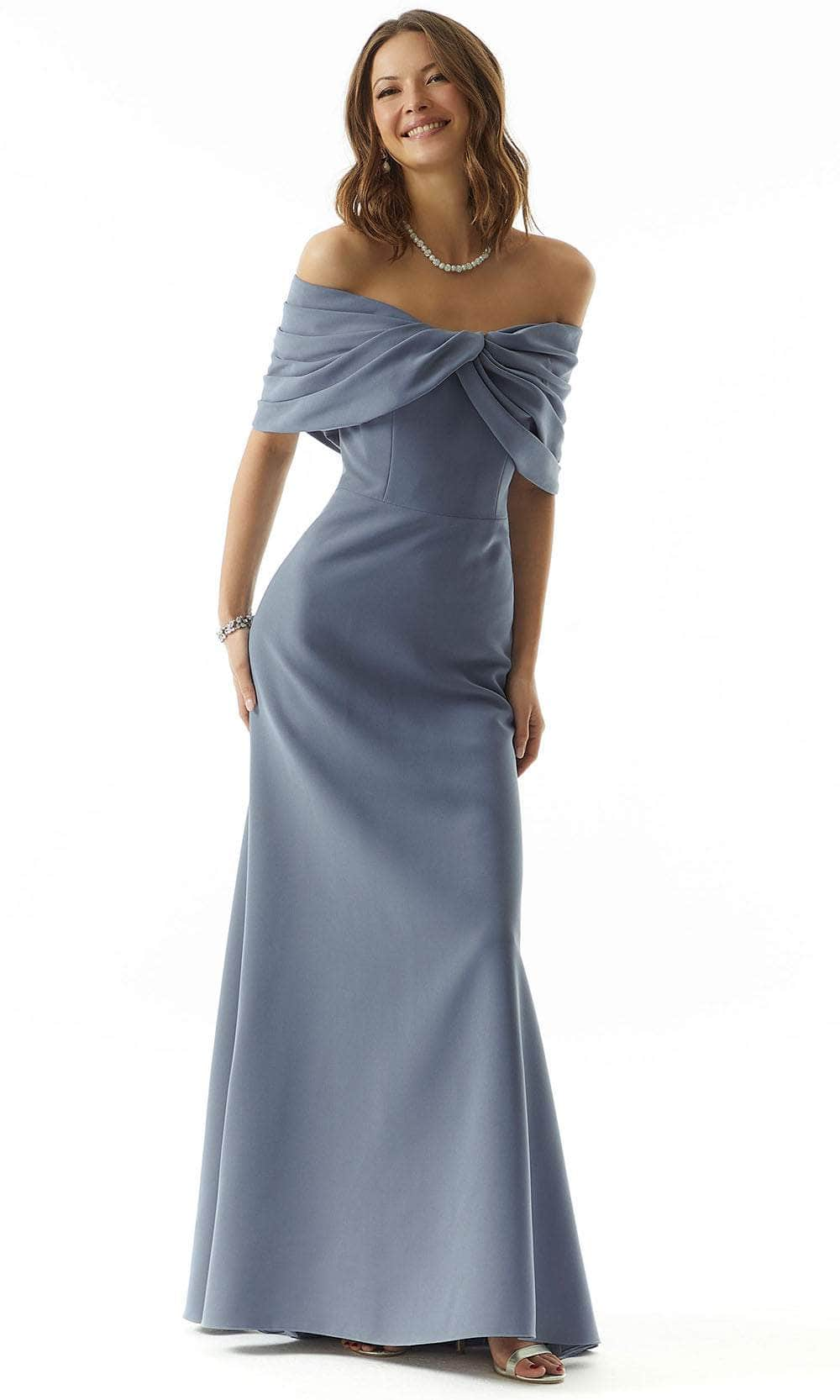 Image of MGNY by Mori Lee 73027 - Draped Off Shoulder Evening Dress