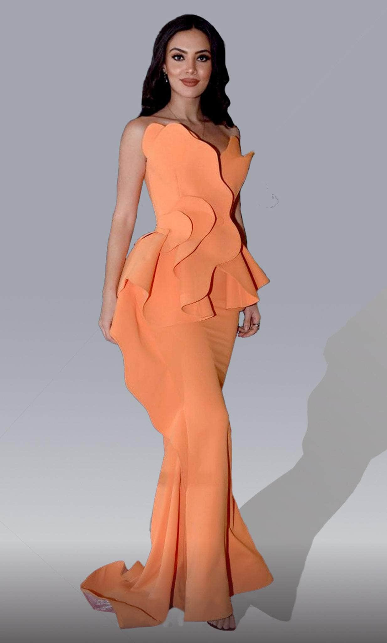 Image of MNM Couture 2647 - Ruffle Peplum Evening Gown