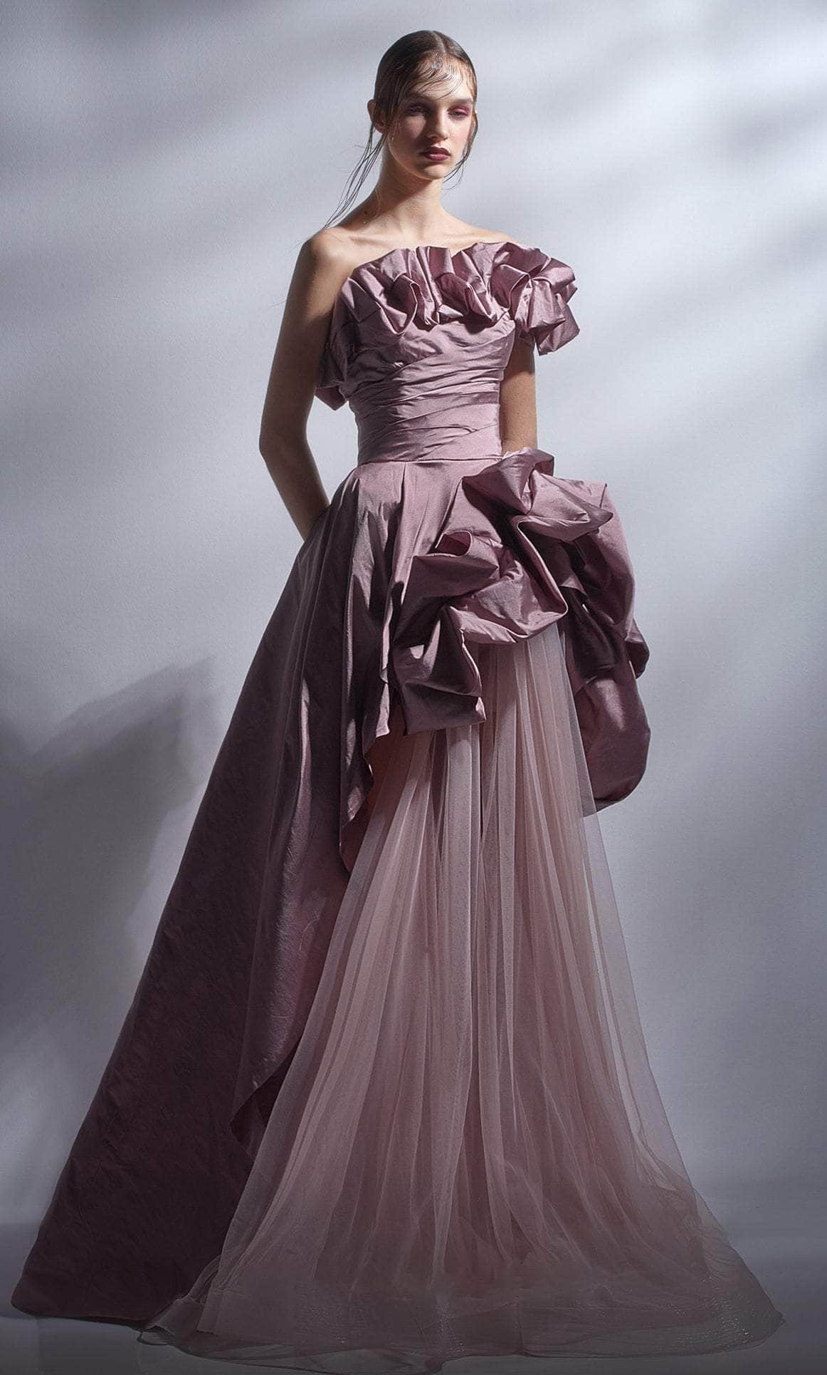 Image of MNM Couture G1257 - Ruffled Taffeta A-line Gown