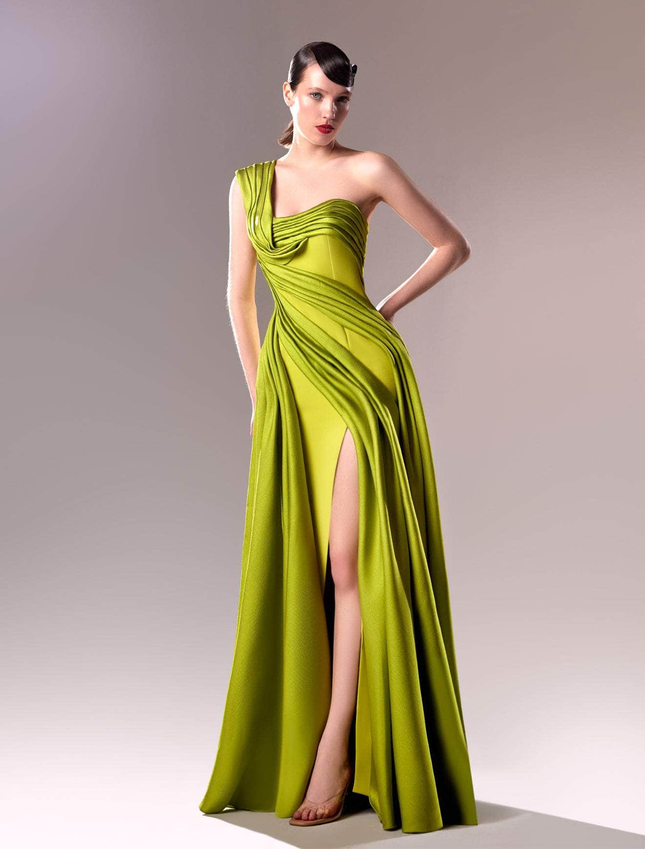 Image of MNM Couture G1606 - Draped One Shoulder Evening Gown