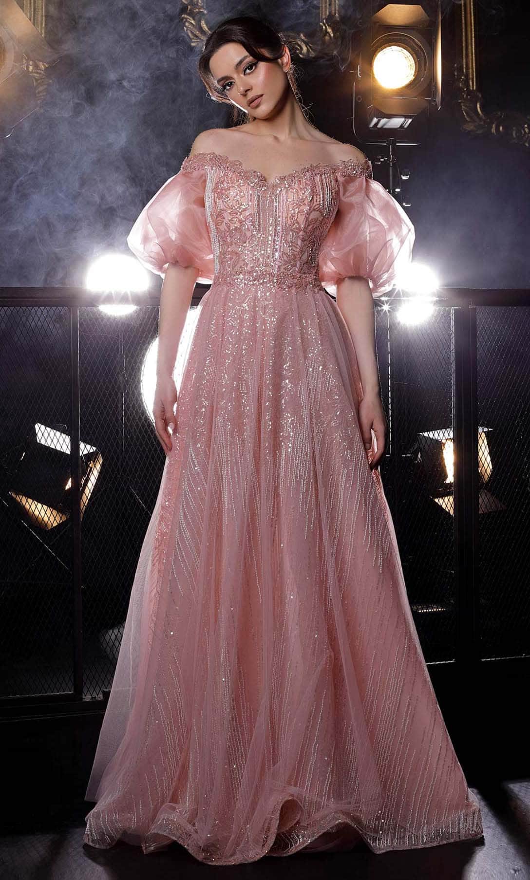 Image of MNM Couture K3971 - Sheer Bell Sleeved Prom Gown