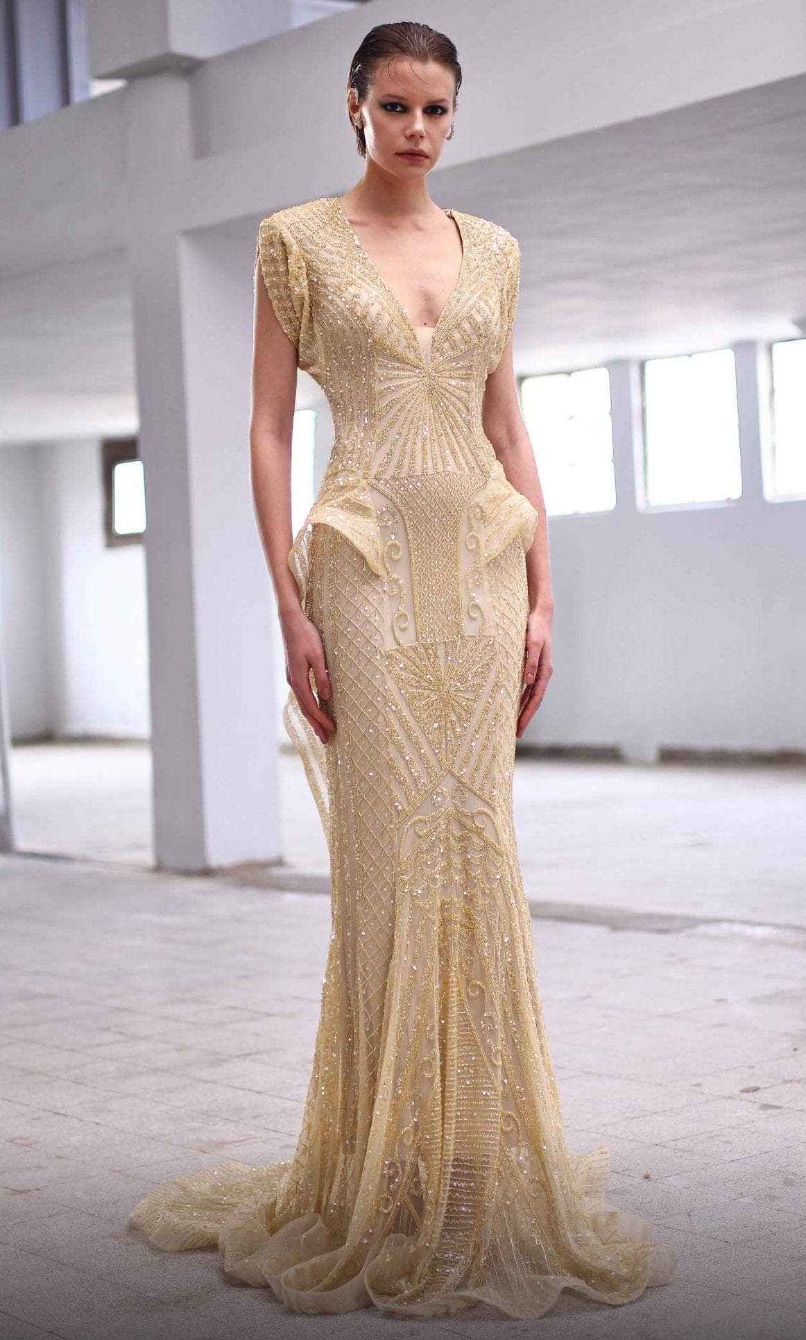 Image of MNM Couture M1004 - Sheath Full Length Embellished Gown