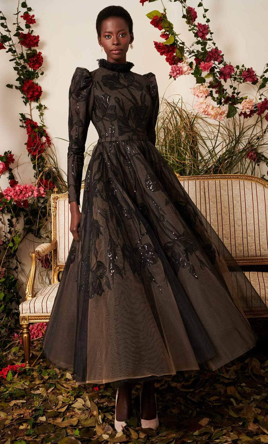 Image of MNM Couture N0477 - Long Sleeve High Neck Evening Gown