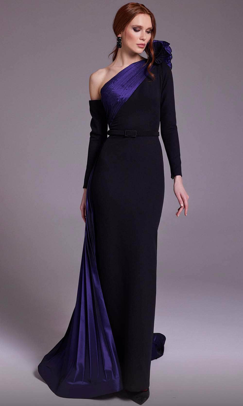 Image of MNM Couture N0529 - Contrast Sash Evening Dress