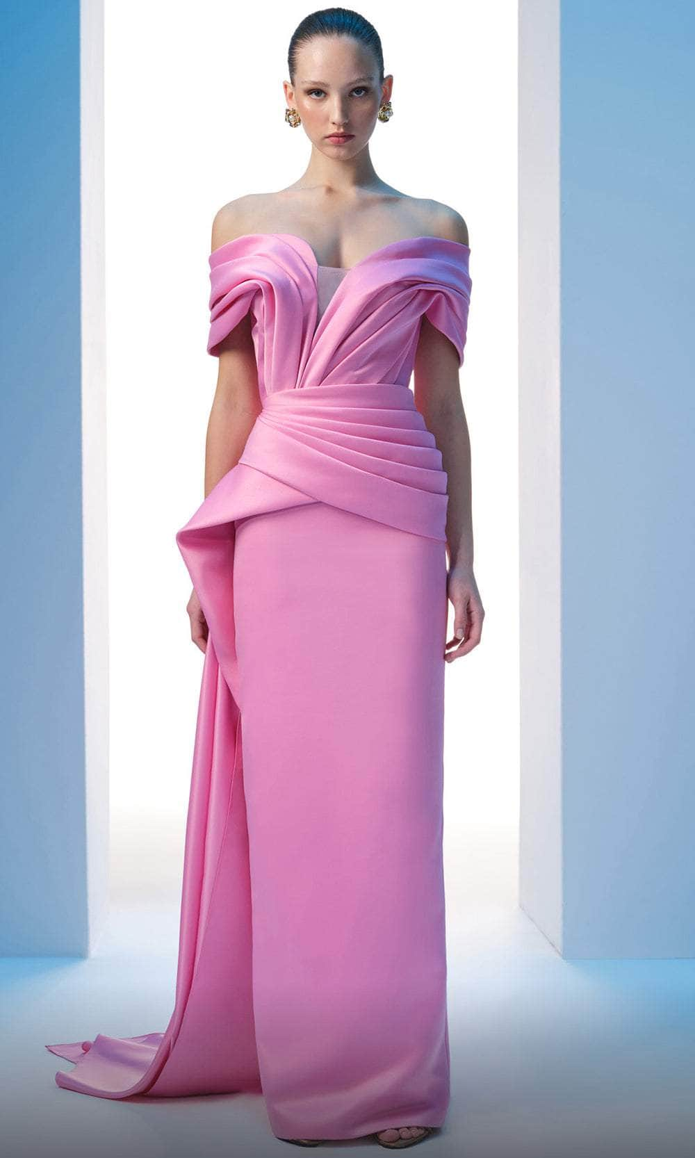 Image of MNM Couture N0607 - Pleated Bodice Evening Gown