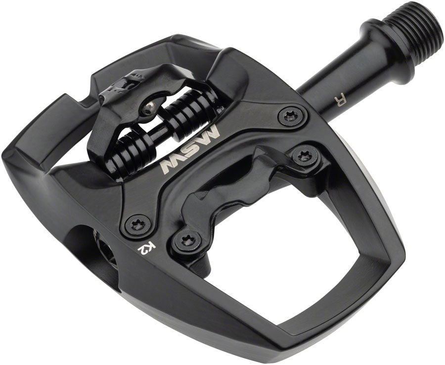 Image of MSW Flip II Pedals - Single Side Clipless with Platform Aluminum 9/16" Black