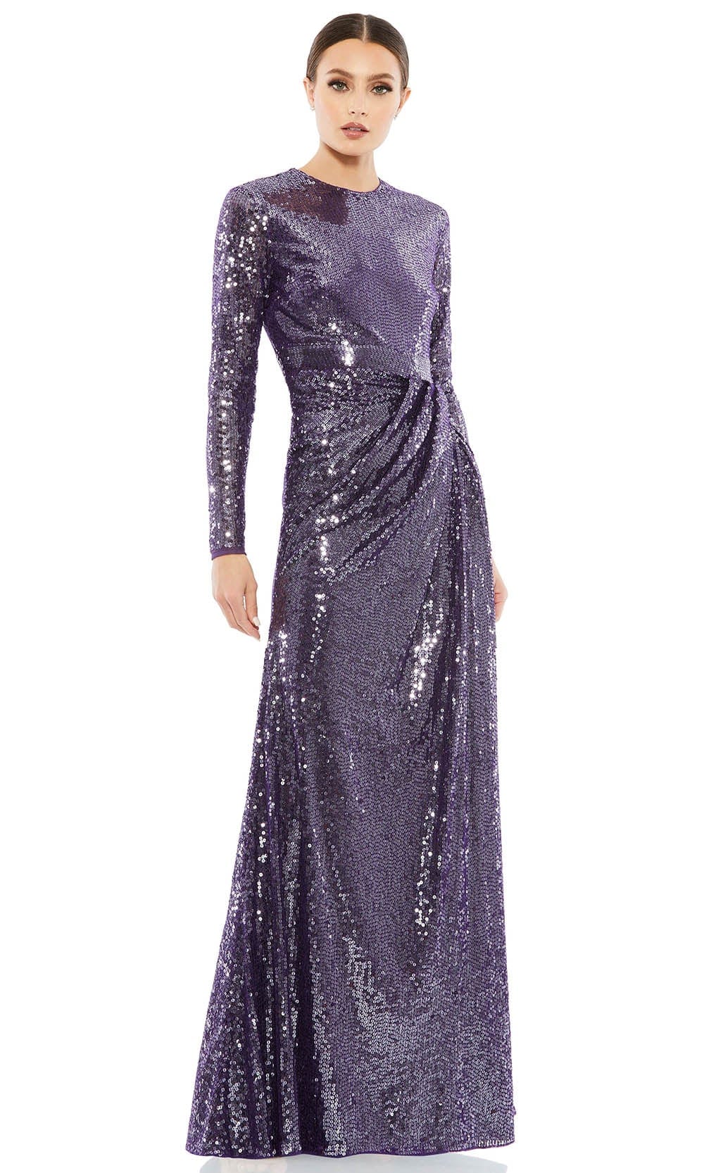 Image of Mac Duggal 10824 - Draped Sequin Evening Gown | Couture Candy