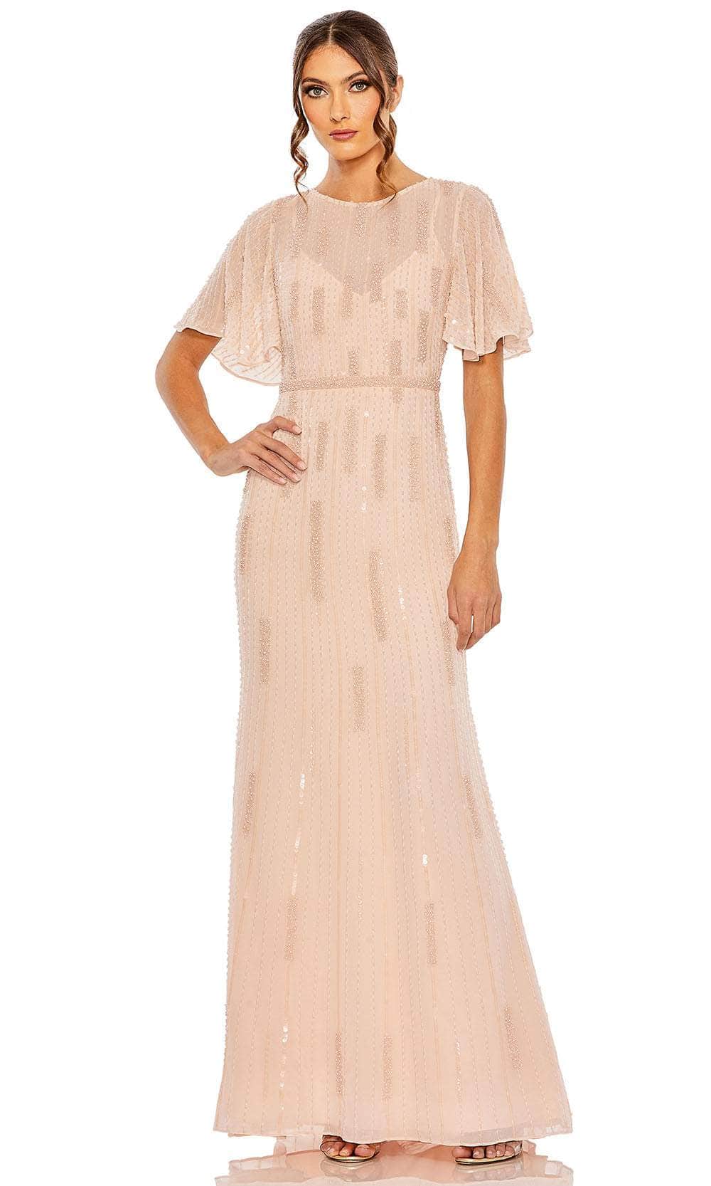 Image of Mac Duggal 11014 - Beaded Short Sleeve Evening Dress