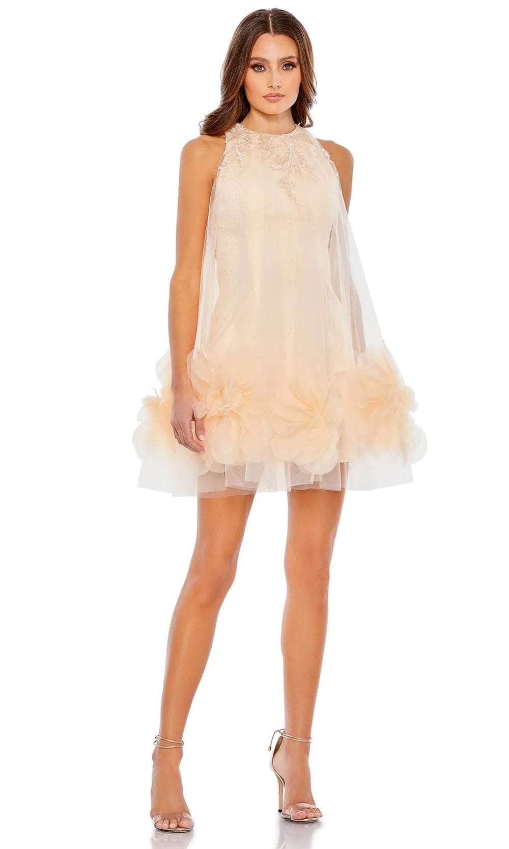 Image of Mac Duggal 11294 - Ruffled Tulle Overlay Cocktail Dress