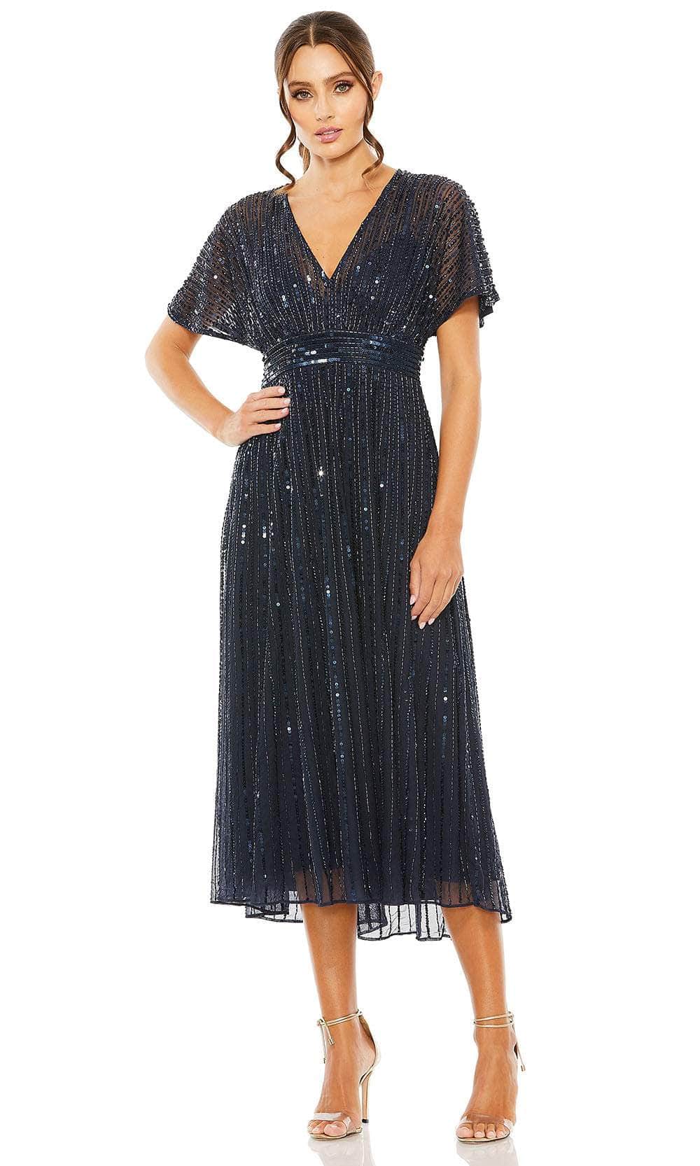 Image of Mac Duggal 14007 - Embellished Tea-Length Evening Dress