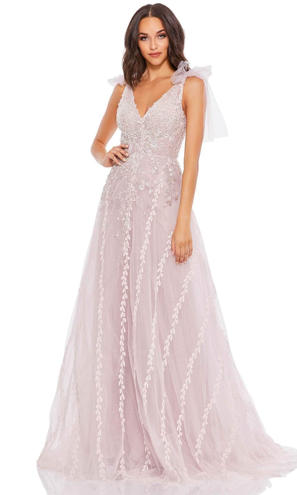 Image of Mac Duggal 20313 - V-Neck Bow Strap Evening Gown