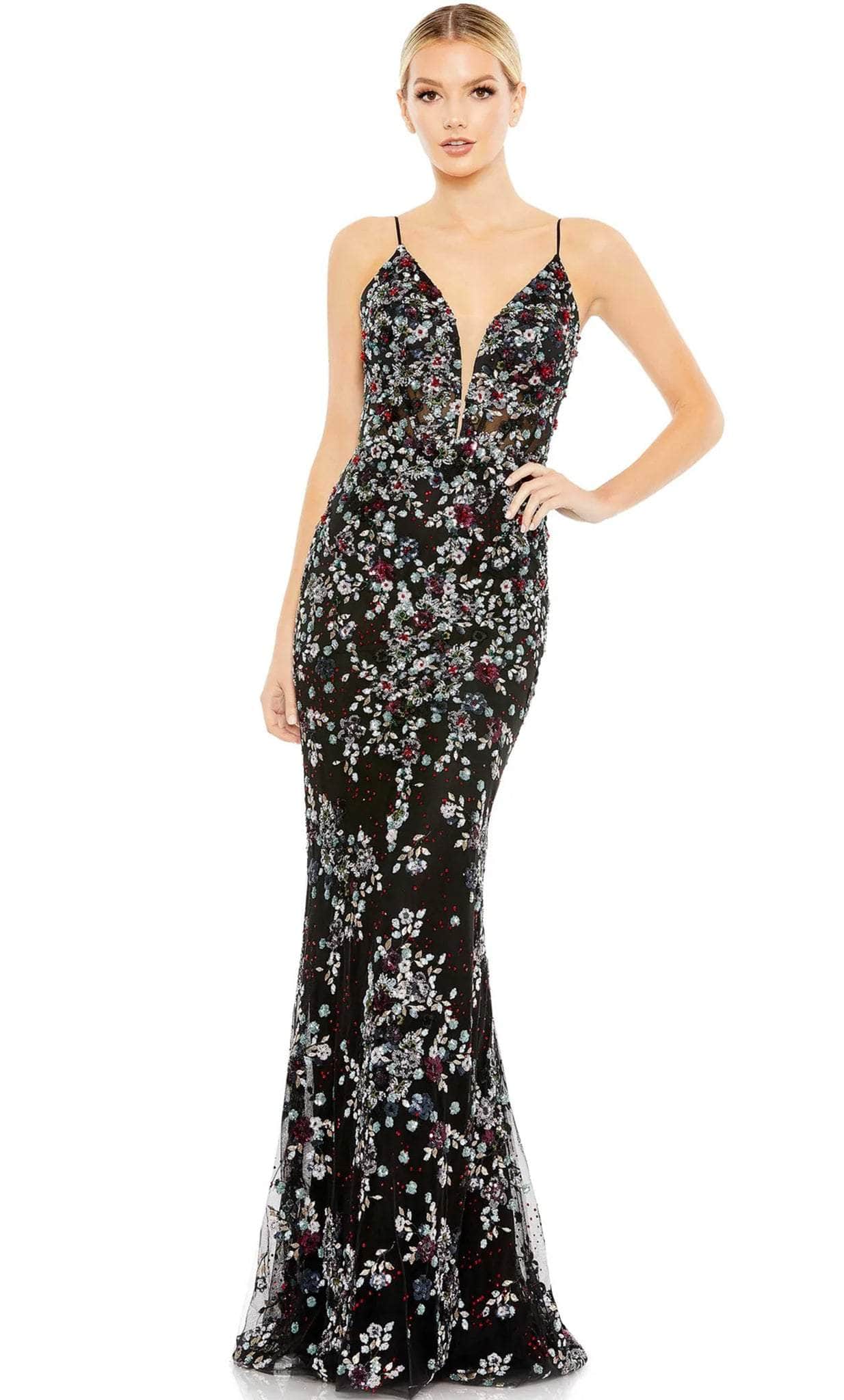 Image of Mac Duggal 20332 - Floral Sleeveless Prom Dress