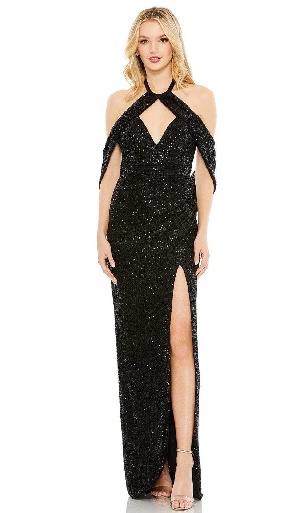 Image of Mac Duggal 42021 - Sequin Draped Evening Dress