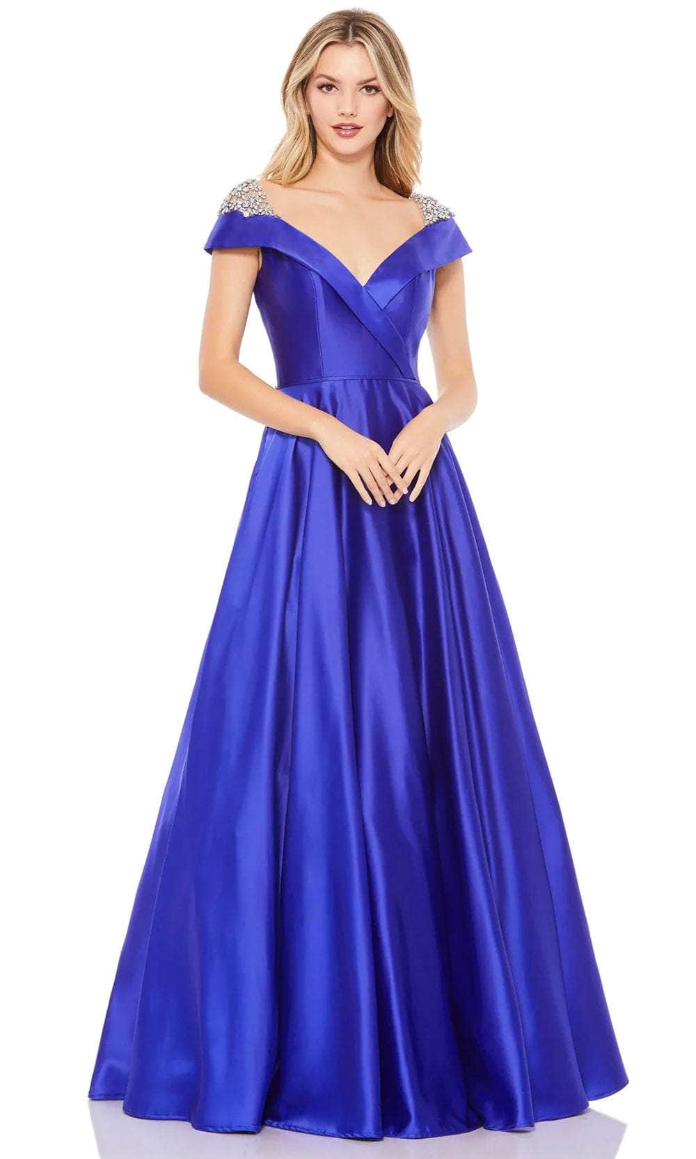 Image of Mac Duggal 49239 - Satin V Neck A-Line Gown