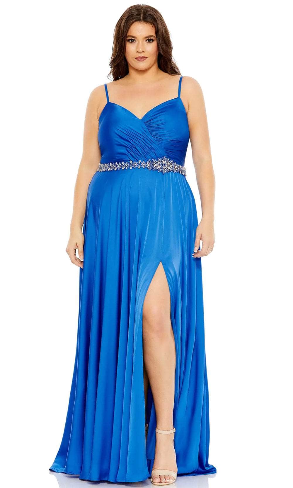 Image of Mac Duggal 49575 - V Neck Charmeuse A-line Gown