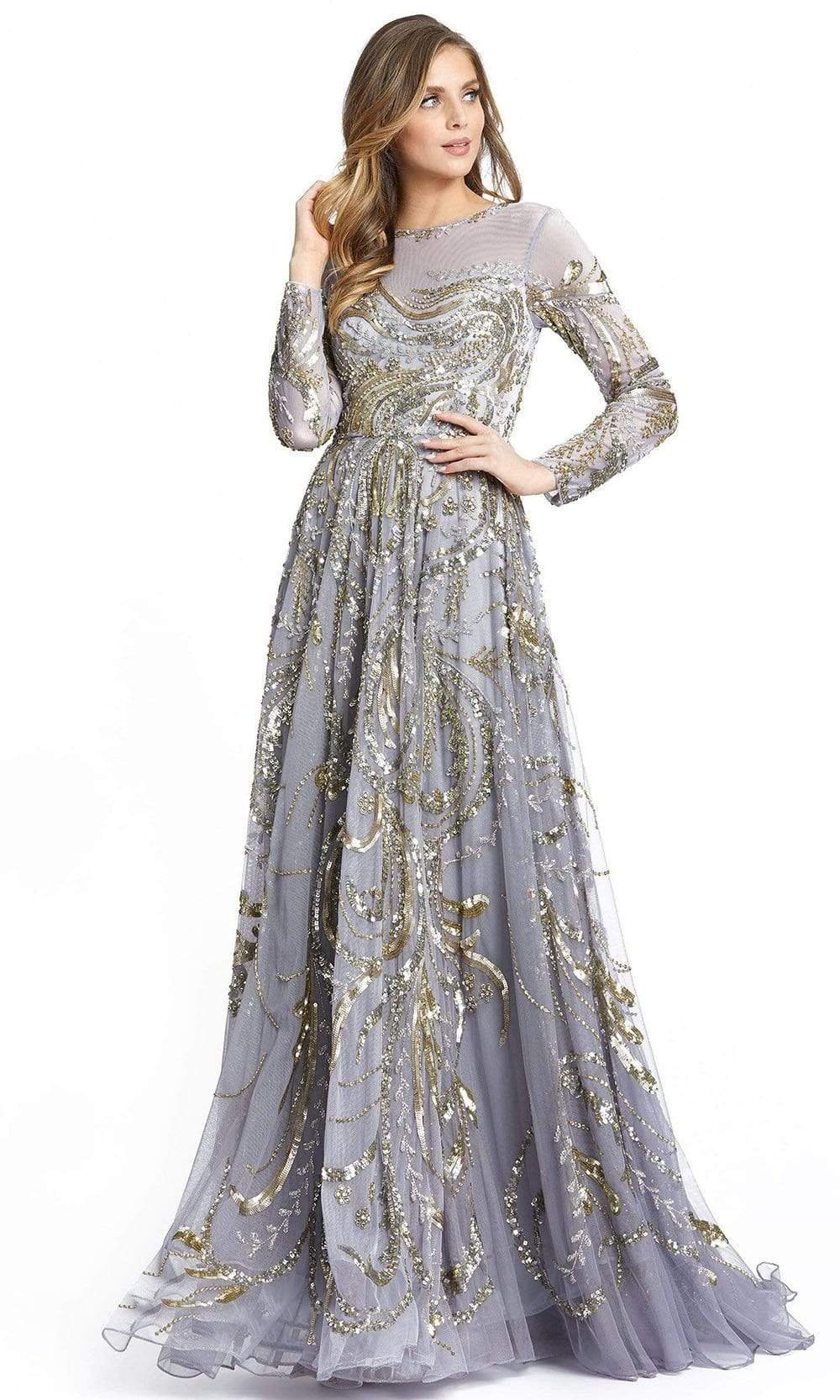Image of Mac Duggal - 5217 Illusion Neckline Long Sleeve Mother of the Bride Gown