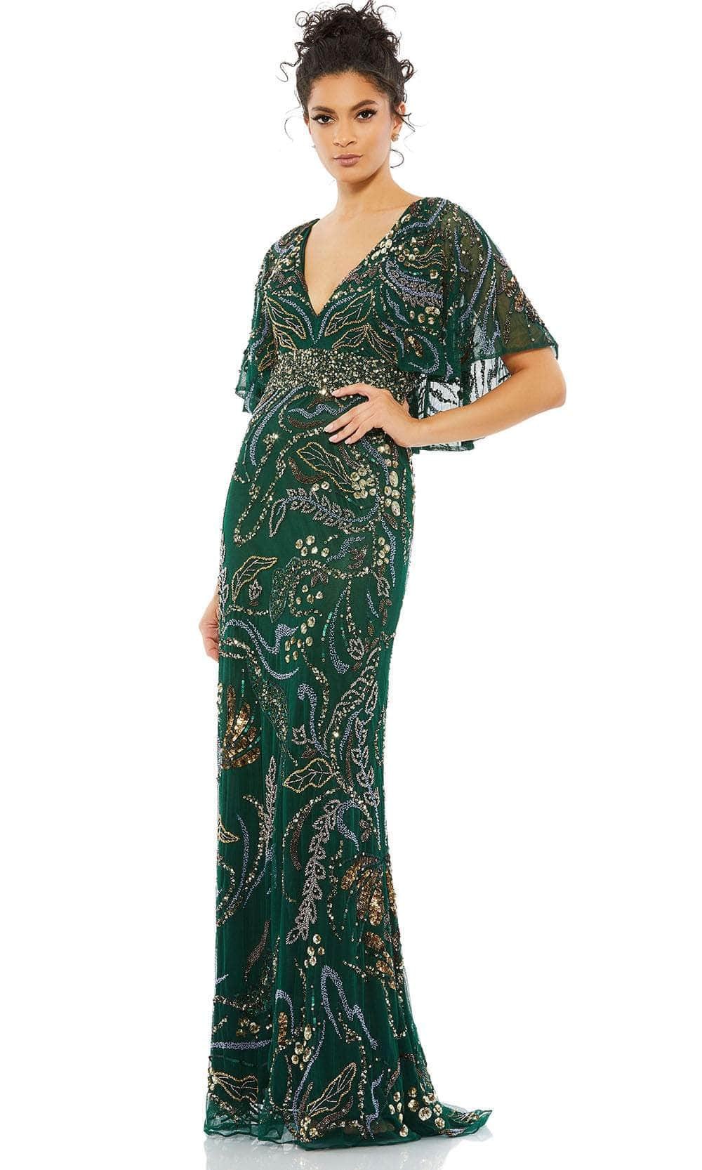 Image of Mac Duggal 5239 - Cape Sleeve V-Neck Evening Dress