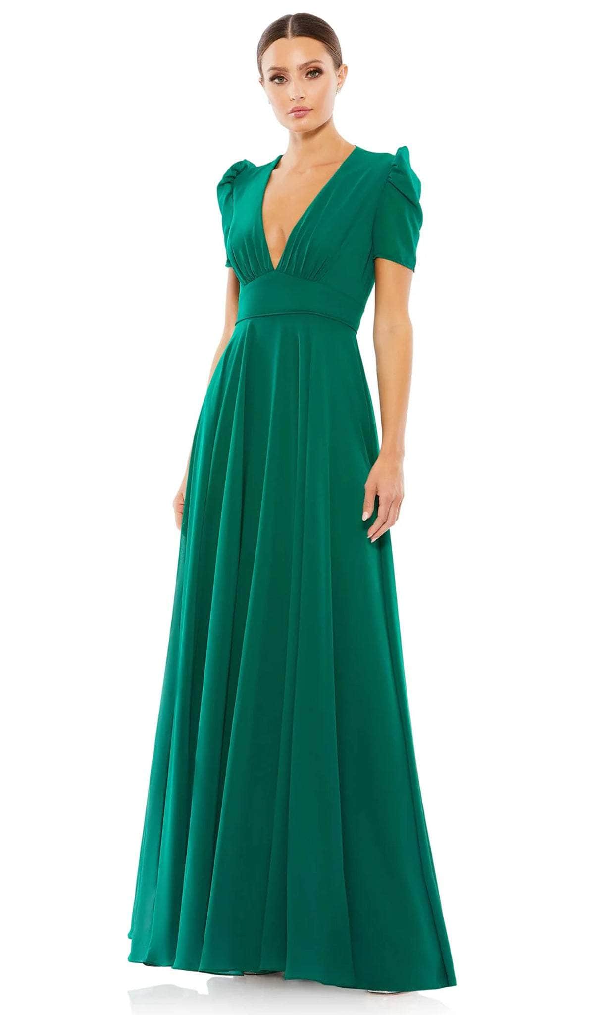 Image of Mac Duggal 55681 - Puff Sleeve Plunging Evening Gown
