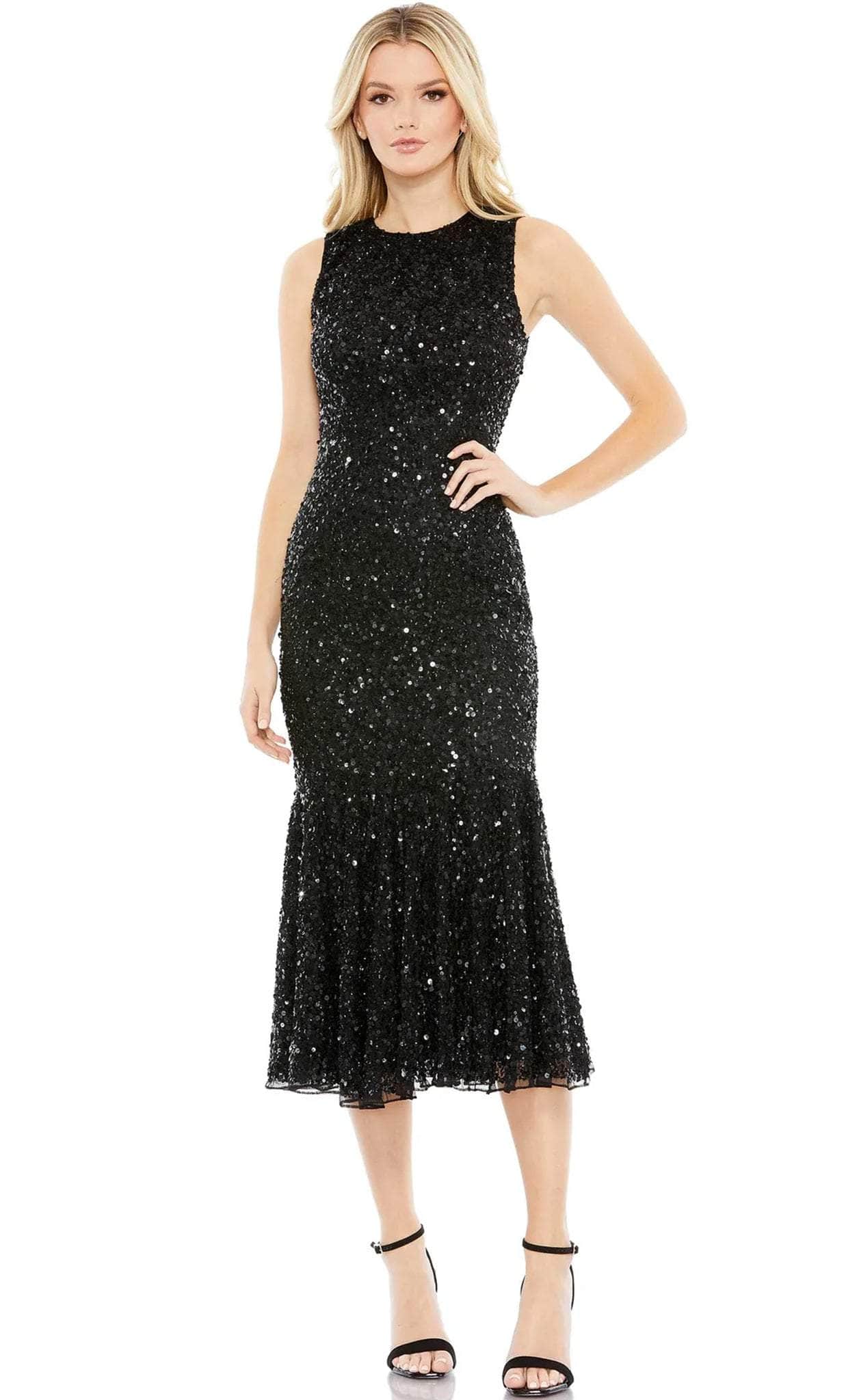 Image of Mac Duggal 5597 - Sequined Sleeveless Fit and Flare Gown