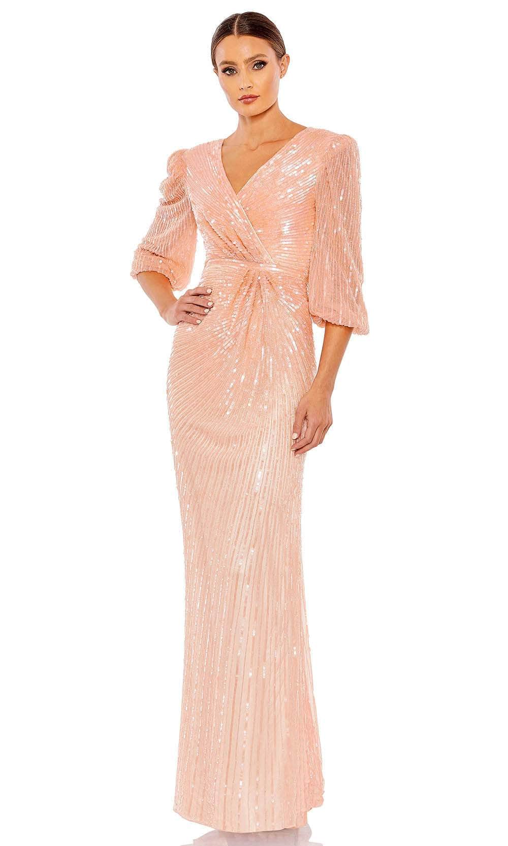 Image of Mac Duggal 5614 - Faux Wrap Sequined Evening Dress