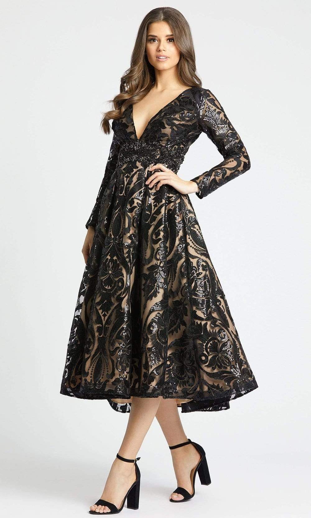 Image of Mac Duggal - 67529 Long Sleeve Embellished Empire Dress