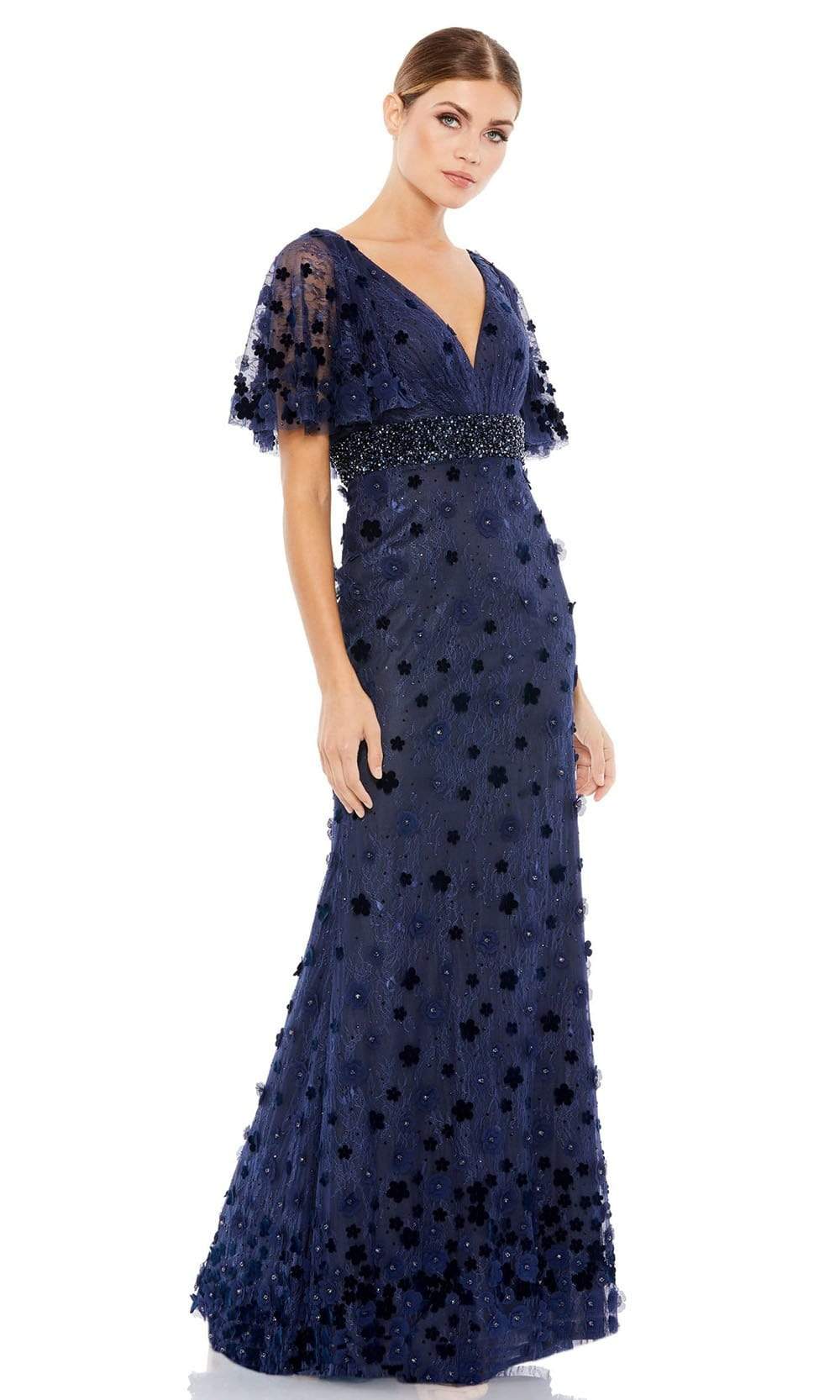 Image of Mac Duggal - 67712 V Neck Bell Sleeve Lace Dress