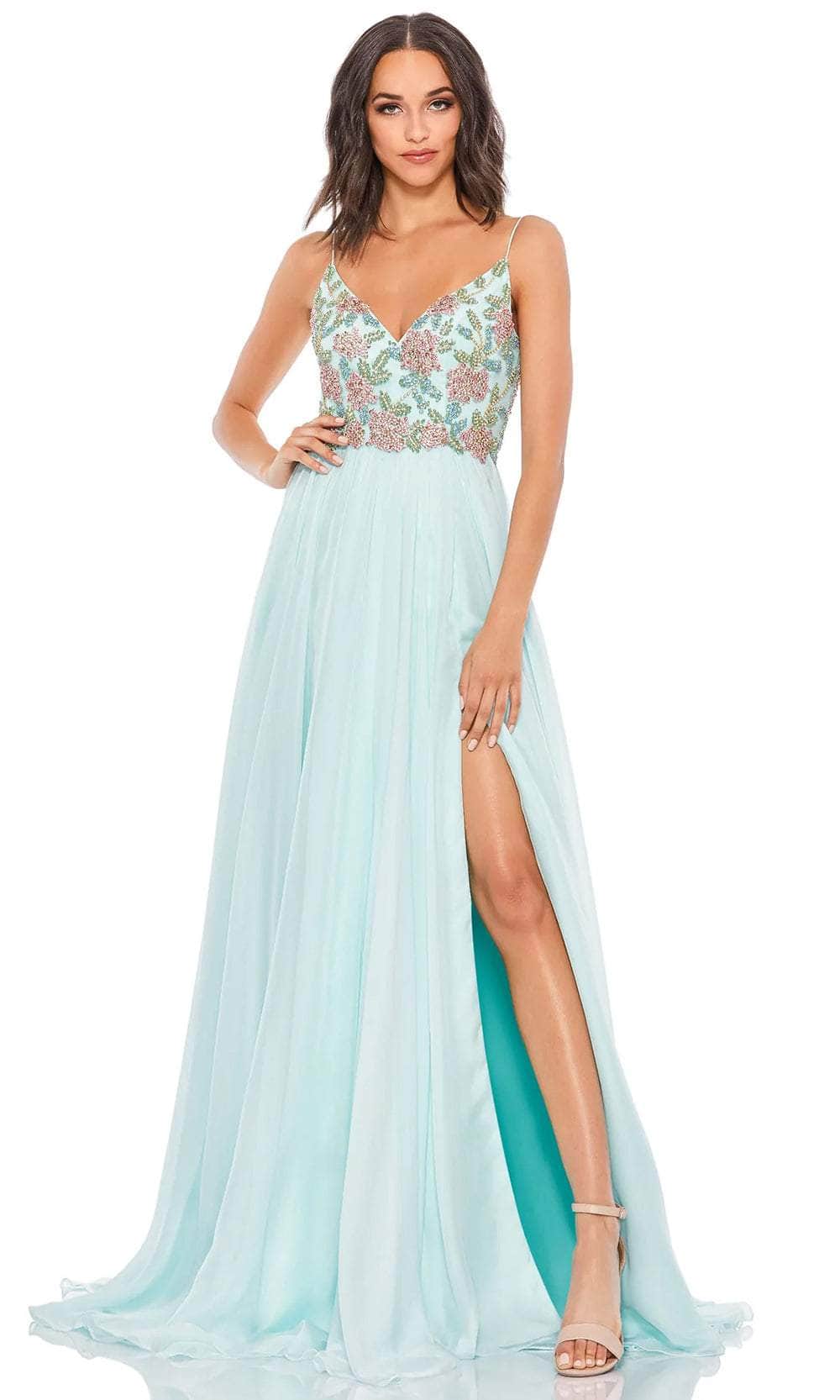 Image of Mac Duggal 67790 - Floral V-Neck A-Line Evening Gown