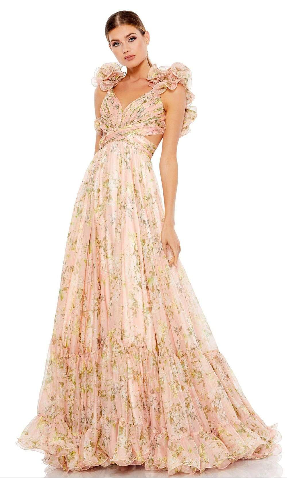 Image of Mac Duggal - 67803 Ruffled Floral Printed A-Line Dress