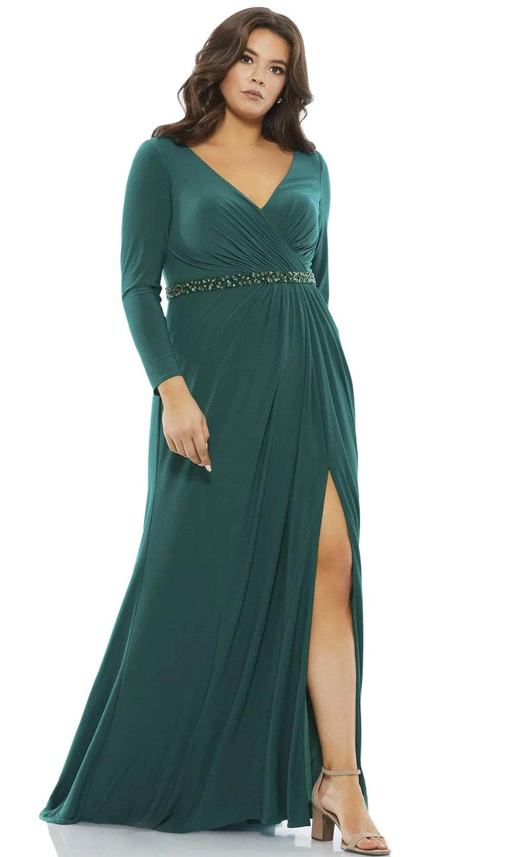 Image of Mac Duggal 67899 - Long Sleeve V-Neck Evening Dress